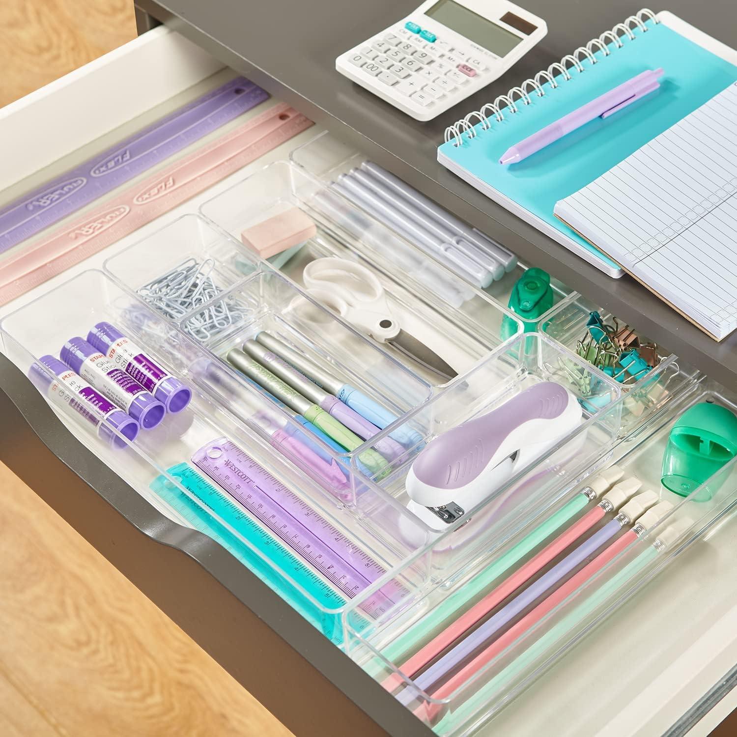 imageSTORi SimpleSort 8Piece Stackable Clear Drawer Organizer Set Multisize Trays Makeup Vanity Storage Bins and Office Desk Drawer Dividers Made in USA