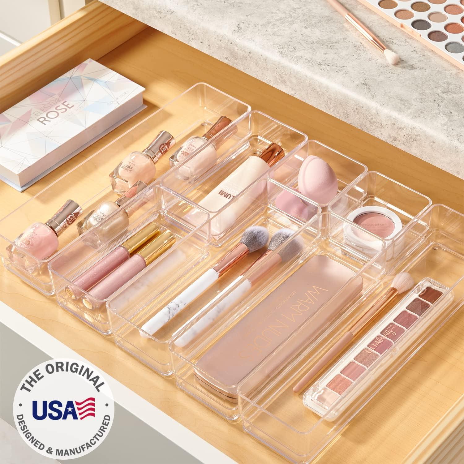 imageSTORi SimpleSort 8Piece Stackable Clear Drawer Organizer Set Multisize Trays Makeup Vanity Storage Bins and Office Desk Drawer Dividers Made in USA