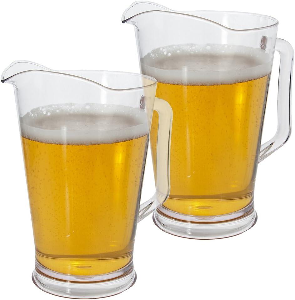 imageUS Acrylic 64oz Bistro Clear Pitcher Set of 2 Beer Pitchers Reusable BPAfree Made in the USA Indoor and Outdoor Pitcher Set for Water Lemonade Juice Soda Pop and Beer