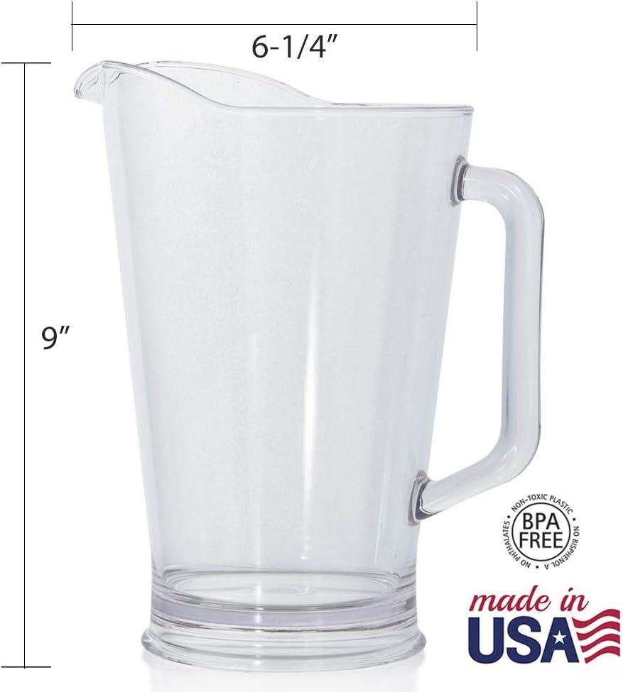 imageUS Acrylic 64oz Bistro Clear Pitcher Set of 2 Beer Pitchers Reusable BPAfree Made in the USA Indoor and Outdoor Pitcher Set for Water Lemonade Juice Soda Pop and Beer