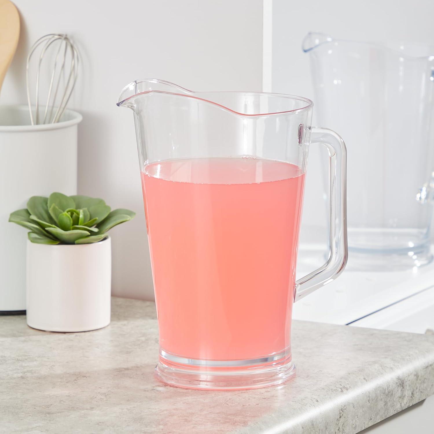 imageUS Acrylic 64oz Bistro Clear Pitcher Set of 2 Beer Pitchers Reusable BPAfree Made in the USA Indoor and Outdoor Pitcher Set for Water Lemonade Juice Soda Pop and Beer