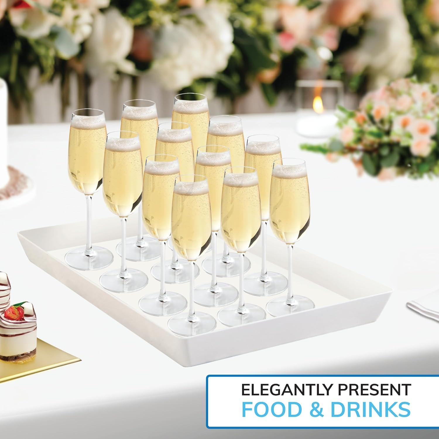 imageUS Acrylic Avant White Plastic Serving Trays Set of 4 15 x 5 Narrow Reusable Rectangular Party Platters Serve Appetizers Fruit Veggies ampamp Desserts BPAFree ampamp Made in USA15 x 10