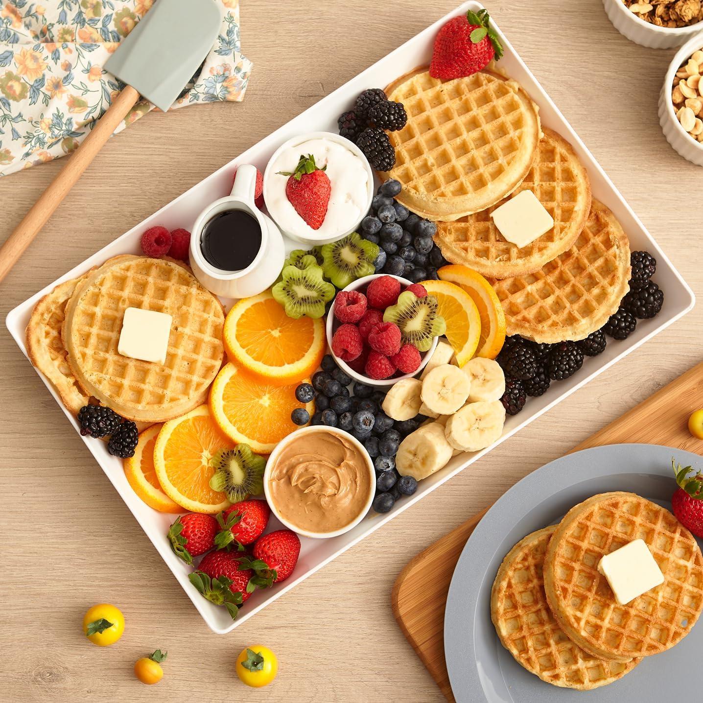 imageUS Acrylic Avant White Plastic Serving Trays Set of 4 15 x 5 Narrow Reusable Rectangular Party Platters Serve Appetizers Fruit Veggies ampamp Desserts BPAFree ampamp Made in USA15 x 10