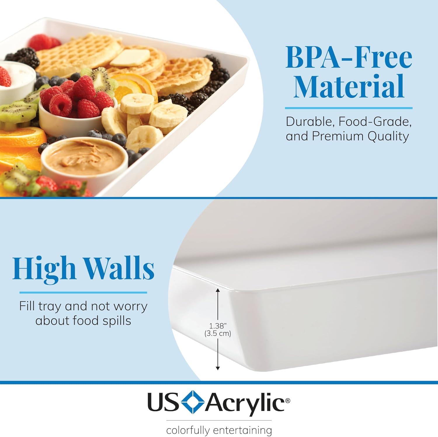 imageUS Acrylic Avant White Plastic Serving Trays Set of 4 15 x 5 Narrow Reusable Rectangular Party Platters Serve Appetizers Fruit Veggies ampamp Desserts BPAFree ampamp Made in USA15 x 10