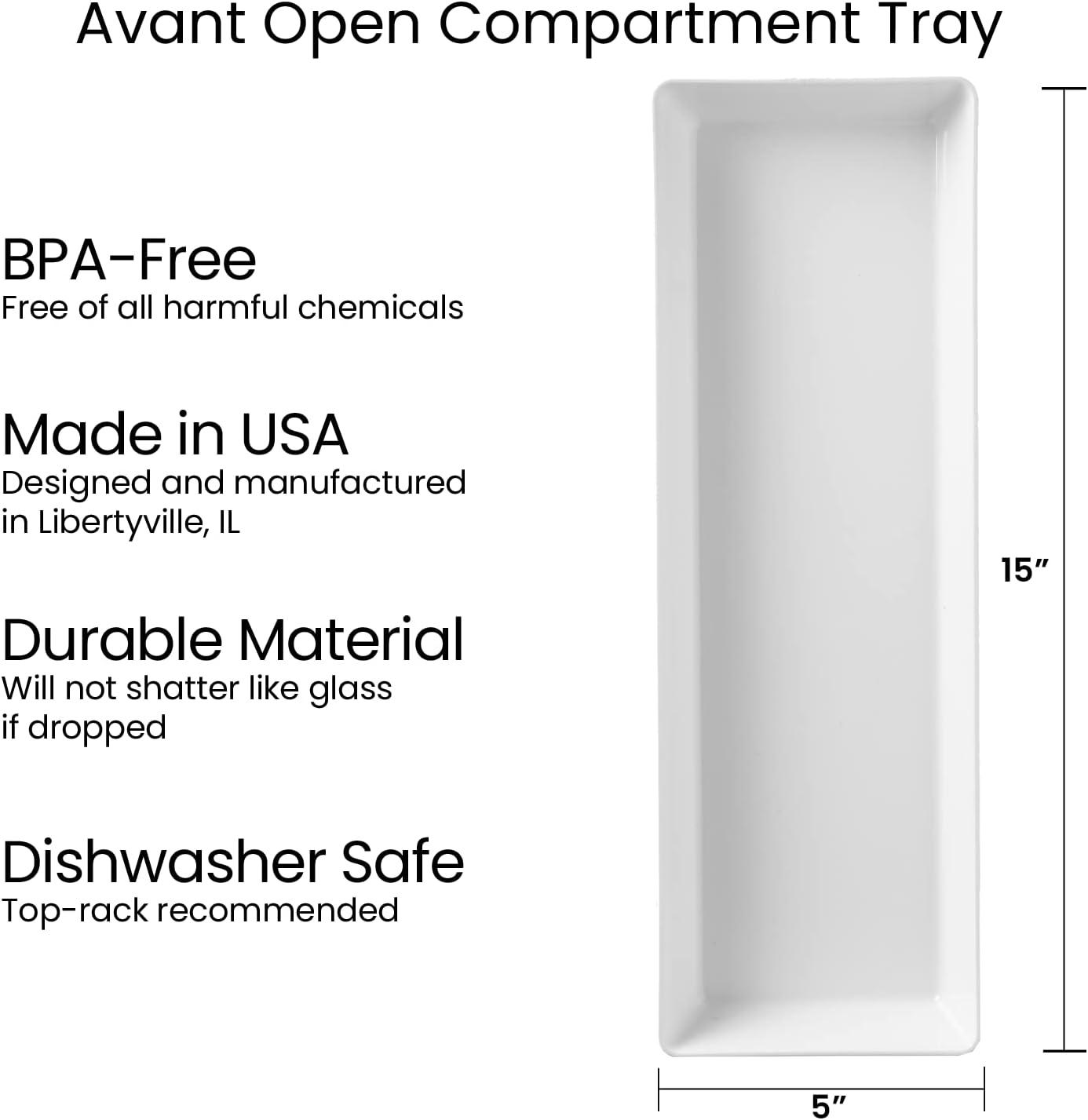 imageUS Acrylic Avant White Serving Trays 15quotx5quot Bundle 4 Each 3 Compartment and Open Narrow Trays Made in USA