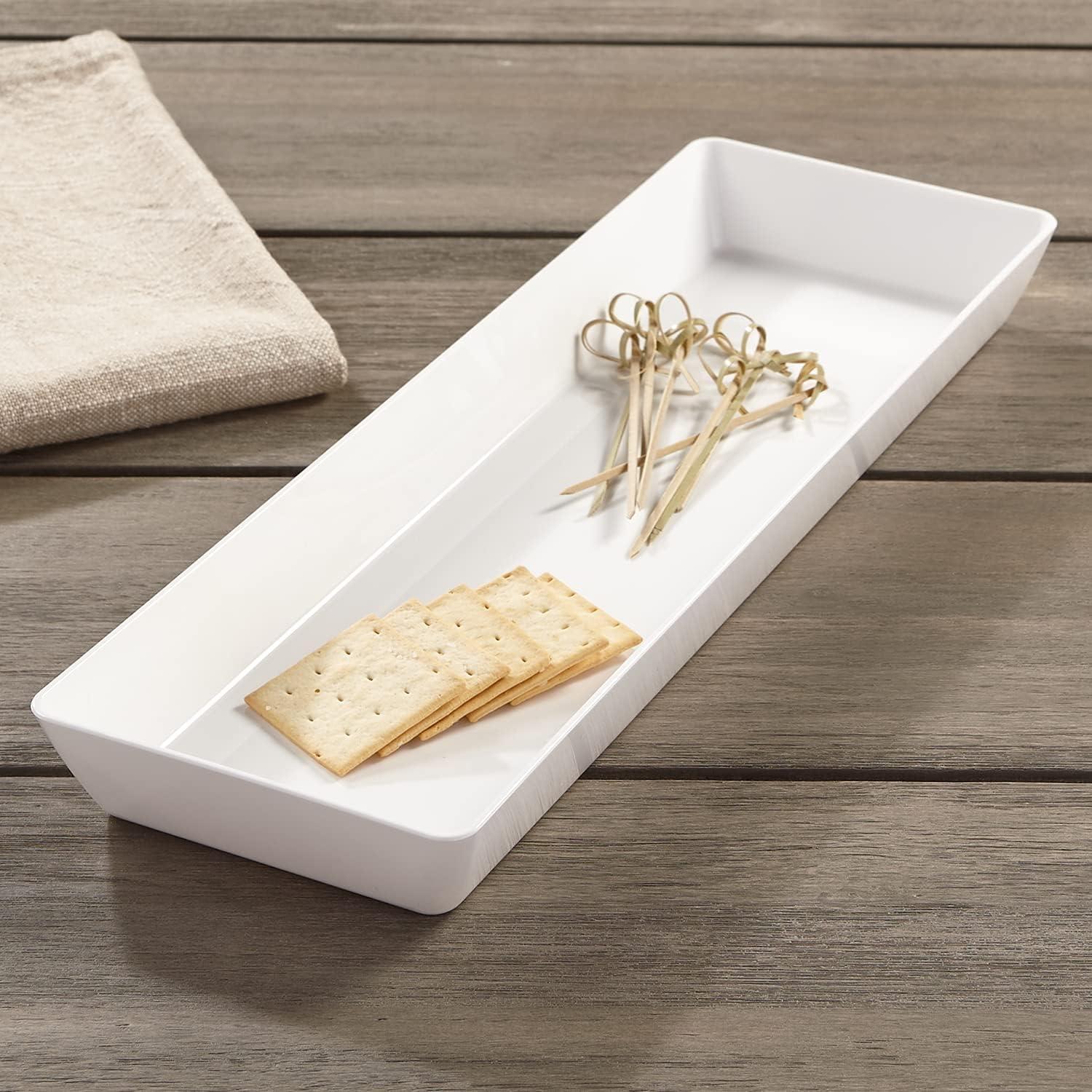 imageUS Acrylic Avant White Serving Trays 15quotx5quot Bundle 4 Each 3 Compartment and Open Narrow Trays Made in USA