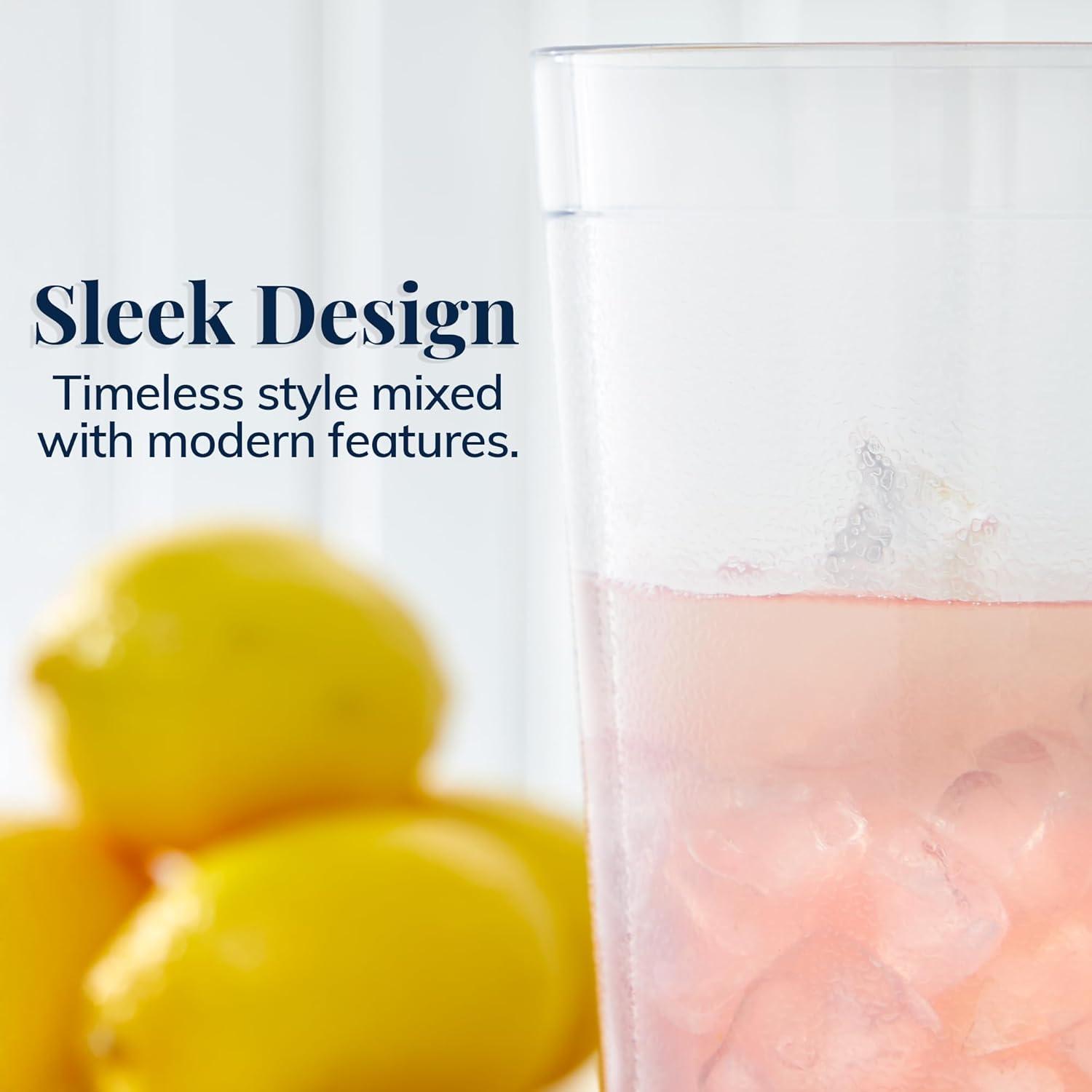 imageUS Acrylic Cafe Plastic Reusable Tumblers Set of 16 20ounce Water Cups in Clear Value Set of Restaurant Style Drinking Glasses Stackable BPAfree Made in the USA Toprack Dishwasher SafeClear