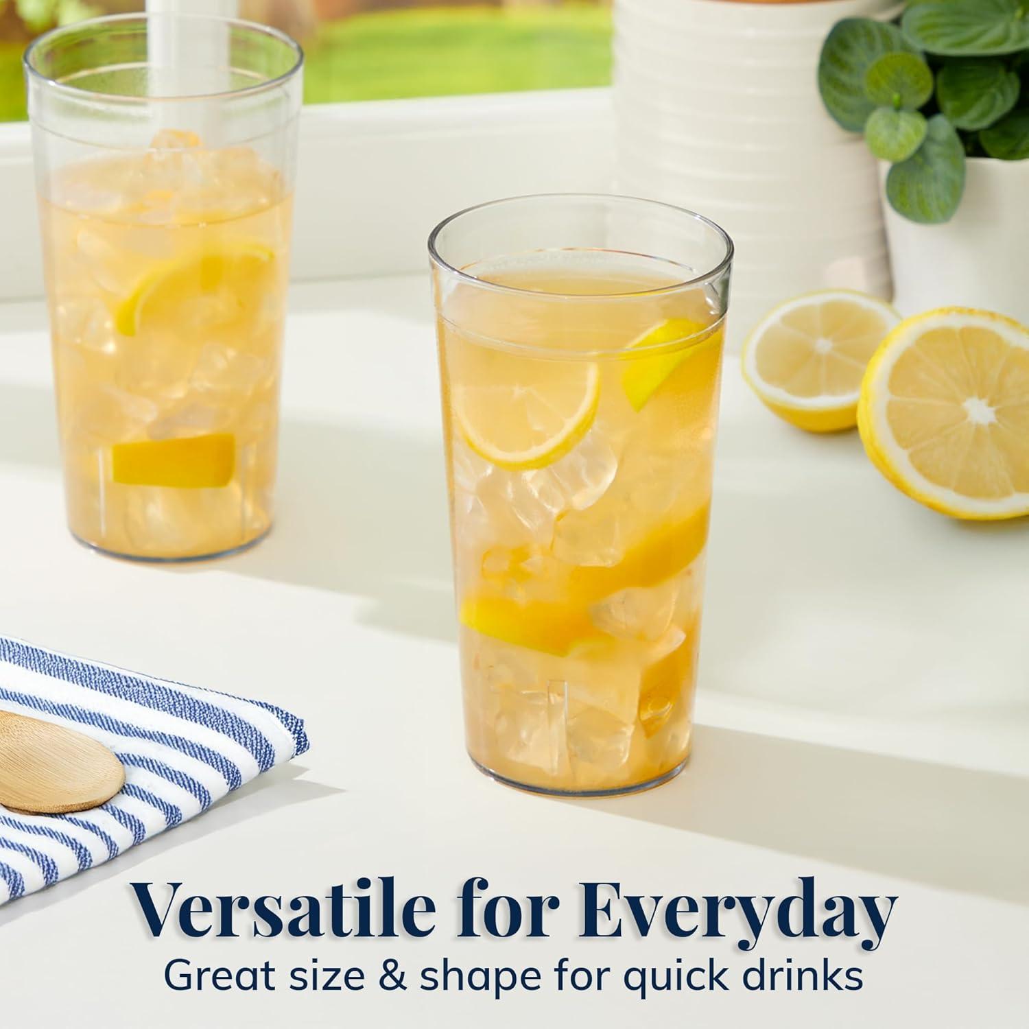 imageUS Acrylic Cafe Plastic Reusable Tumblers Set of 16 20ounce Water Cups in Clear Value Set of Restaurant Style Drinking Glasses Stackable BPAfree Made in the USA Toprack Dishwasher SafeClear