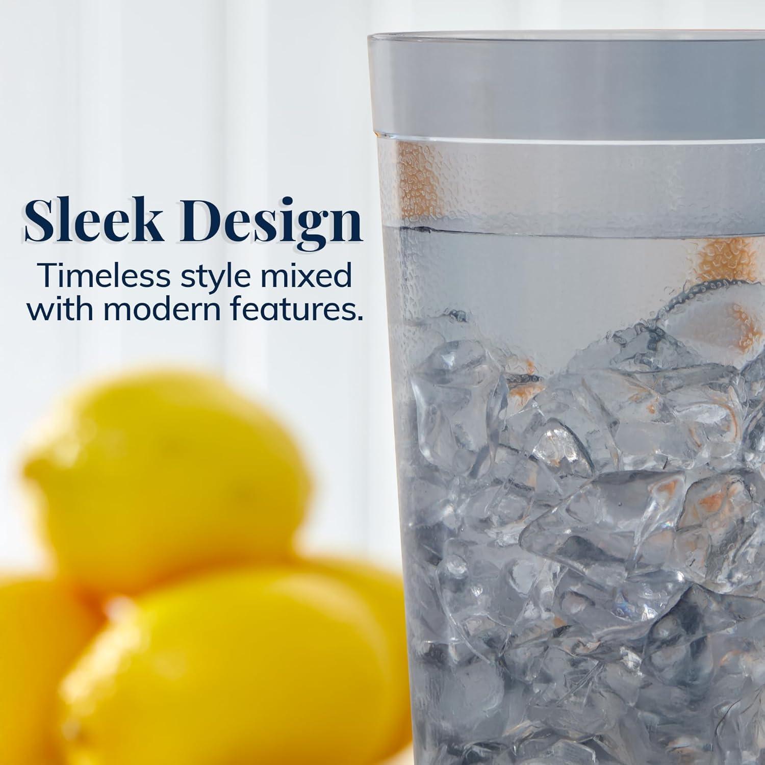 imageUS Acrylic Cafe Plastic Reusable Tumblers Set of 16 20ounce Water Cups in Clear Value Set of Restaurant Style Drinking Glasses Stackable BPAfree Made in the USA Toprack Dishwasher SafeGray