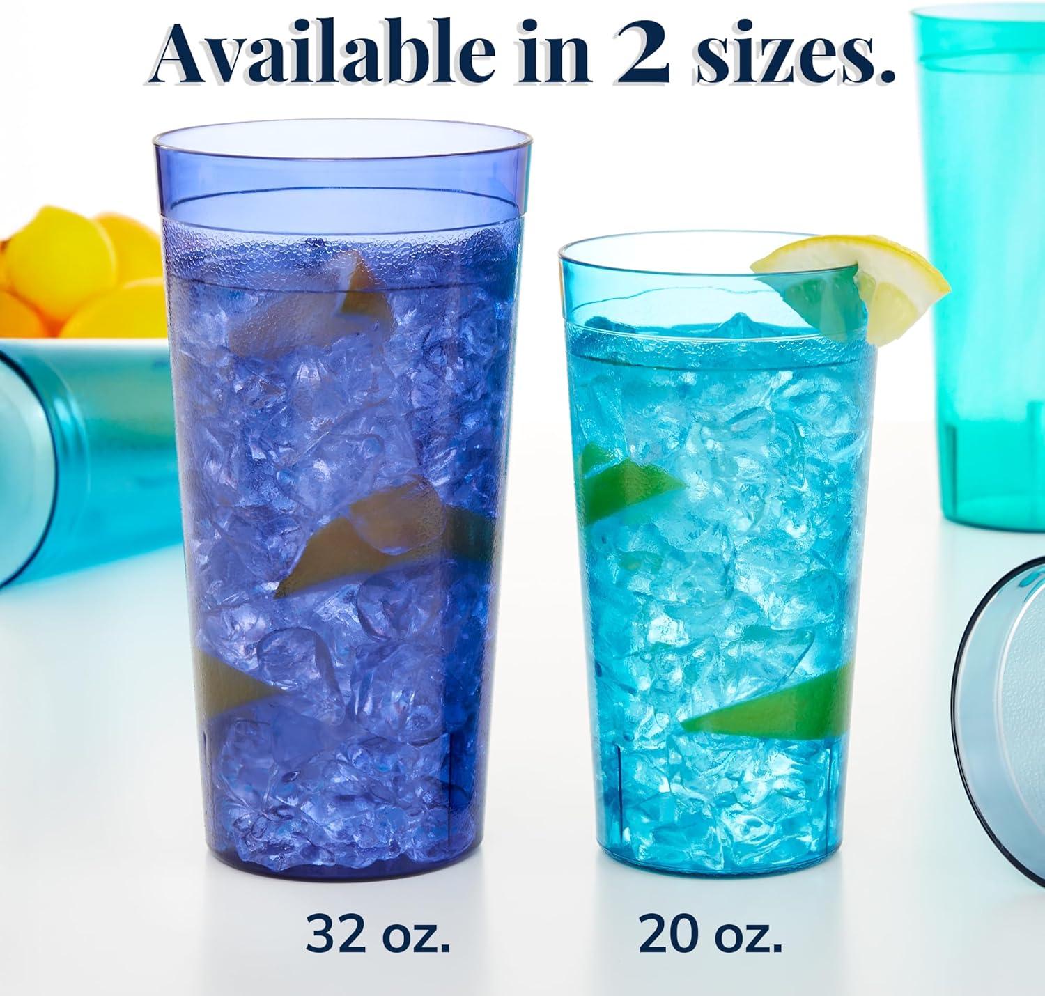 imageUS Acrylic Cafe Plastic Reusable Tumblers Set of 16 20ounce Water Cups in Clear Value Set of Restaurant Style Drinking Glasses Stackable BPAfree Made in the USA Toprack Dishwasher SafeCoastal