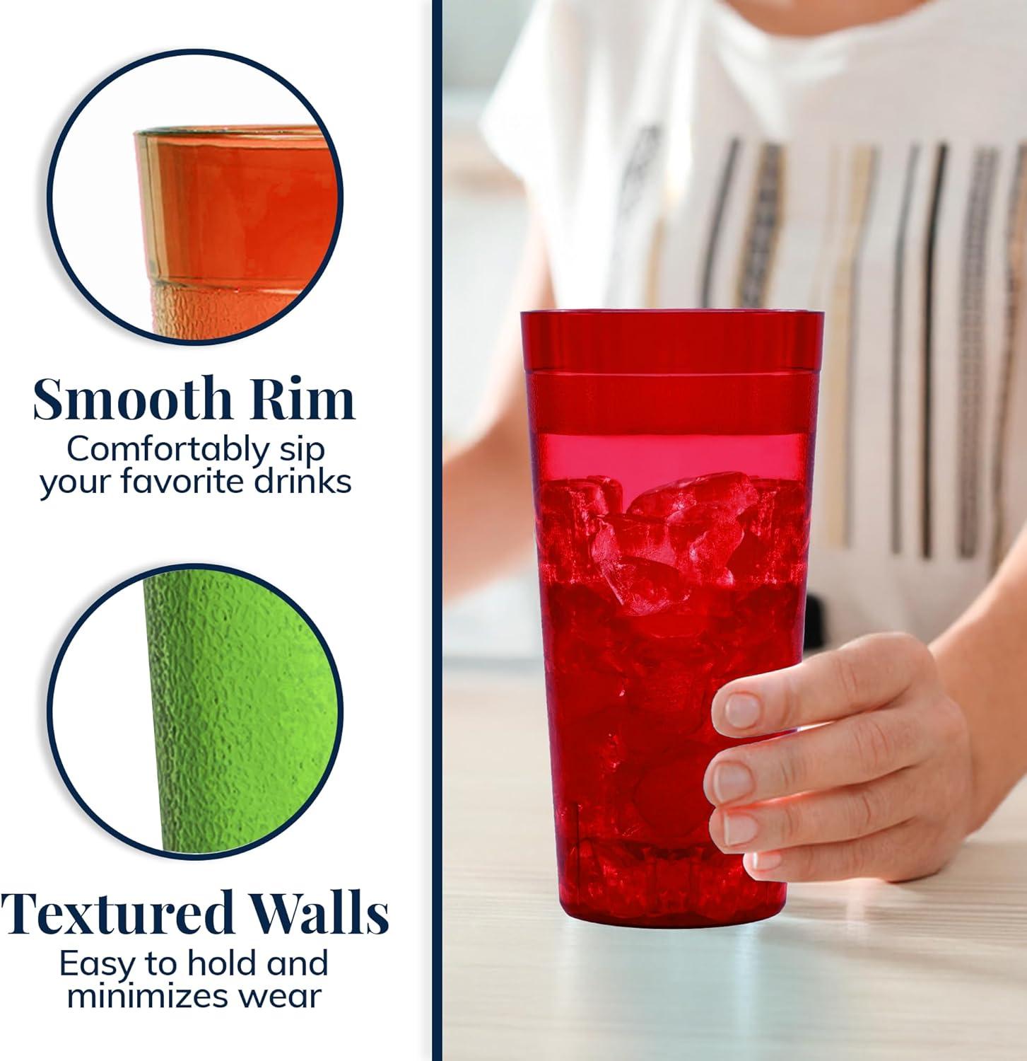 imageUS Acrylic Cafe Plastic Reusable Tumblers Set of 16 20ounce Water Cups in Clear Value Set of Restaurant Style Drinking Glasses Stackable BPAfree Made in the USA Toprack Dishwasher SafeAssorted