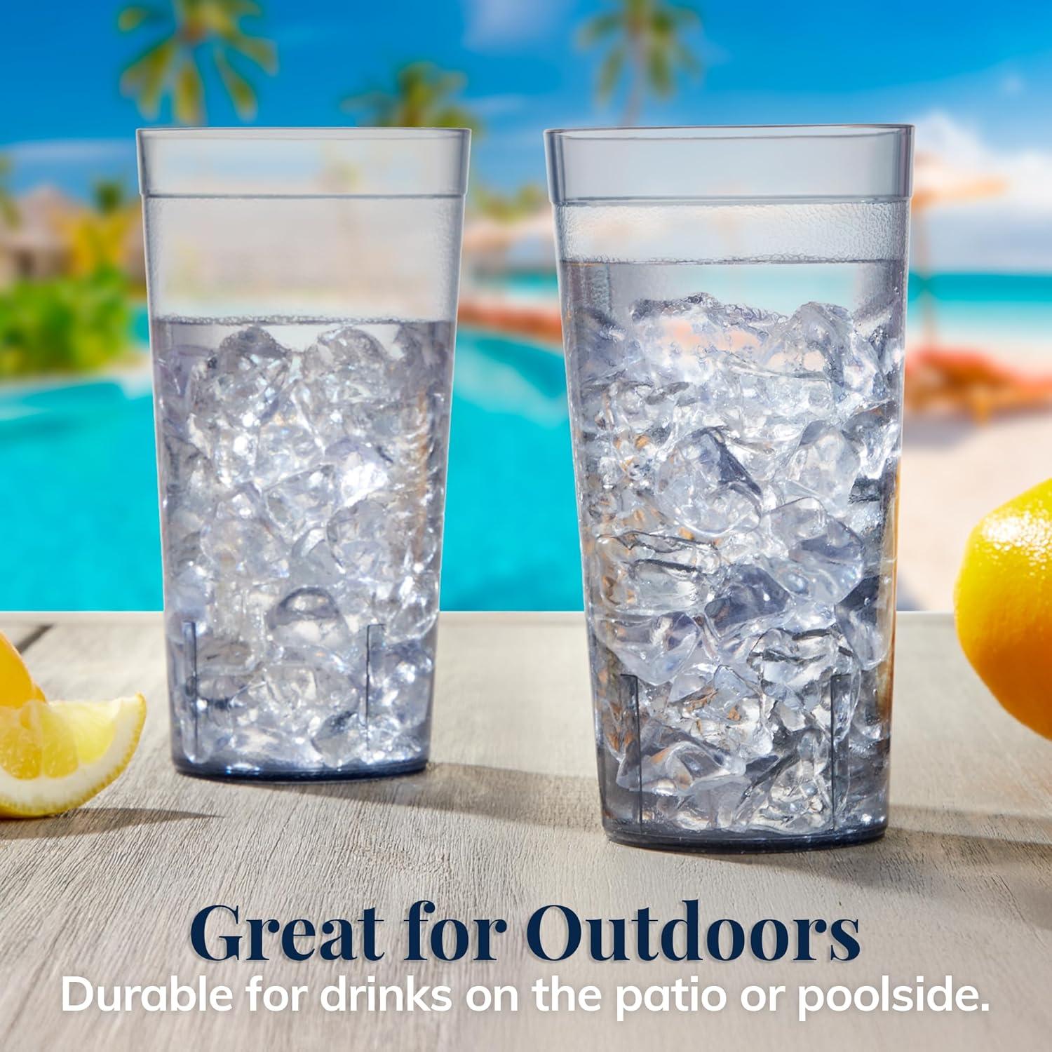 imageUS Acrylic Cafe Plastic Reusable Tumblers Set of 16 20ounce Water Cups in Clear Value Set of Restaurant Style Drinking Glasses Stackable BPAfree Made in the USA Toprack Dishwasher SafeGray