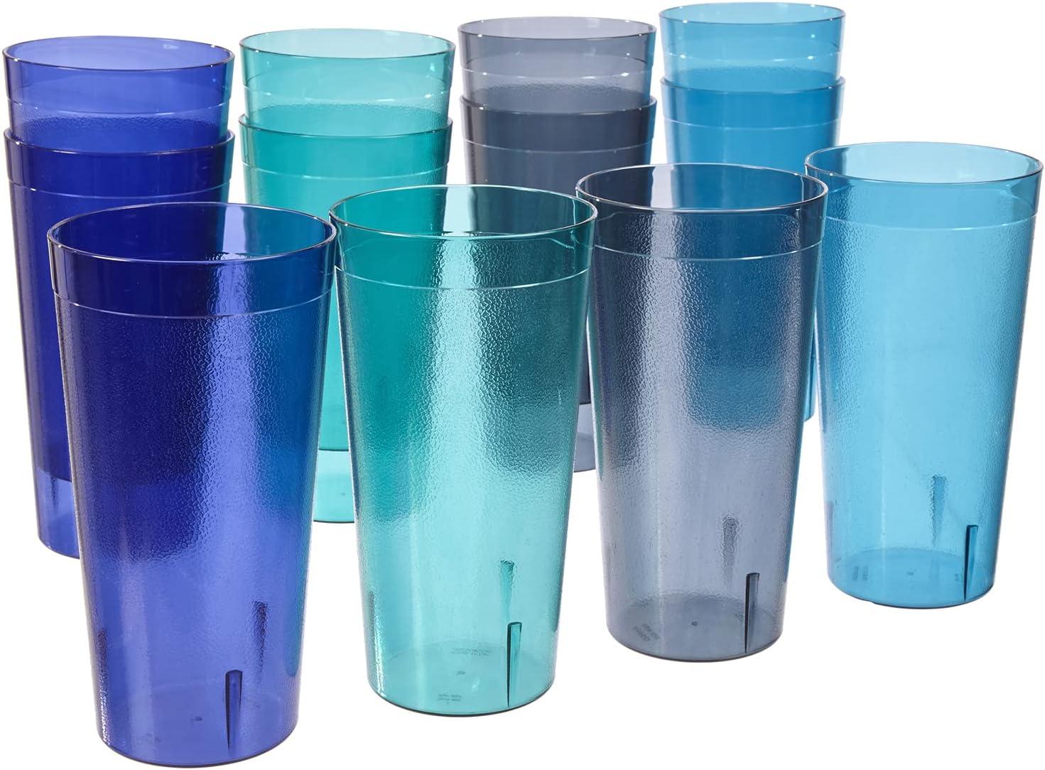 imageUS Acrylic Cafe Plastic Reusable Tumblers Set of 16 20ounce Water Cups in Clear Value Set of Restaurant Style Drinking Glasses Stackable BPAfree Made in the USA Toprack Dishwasher SafeCoastal