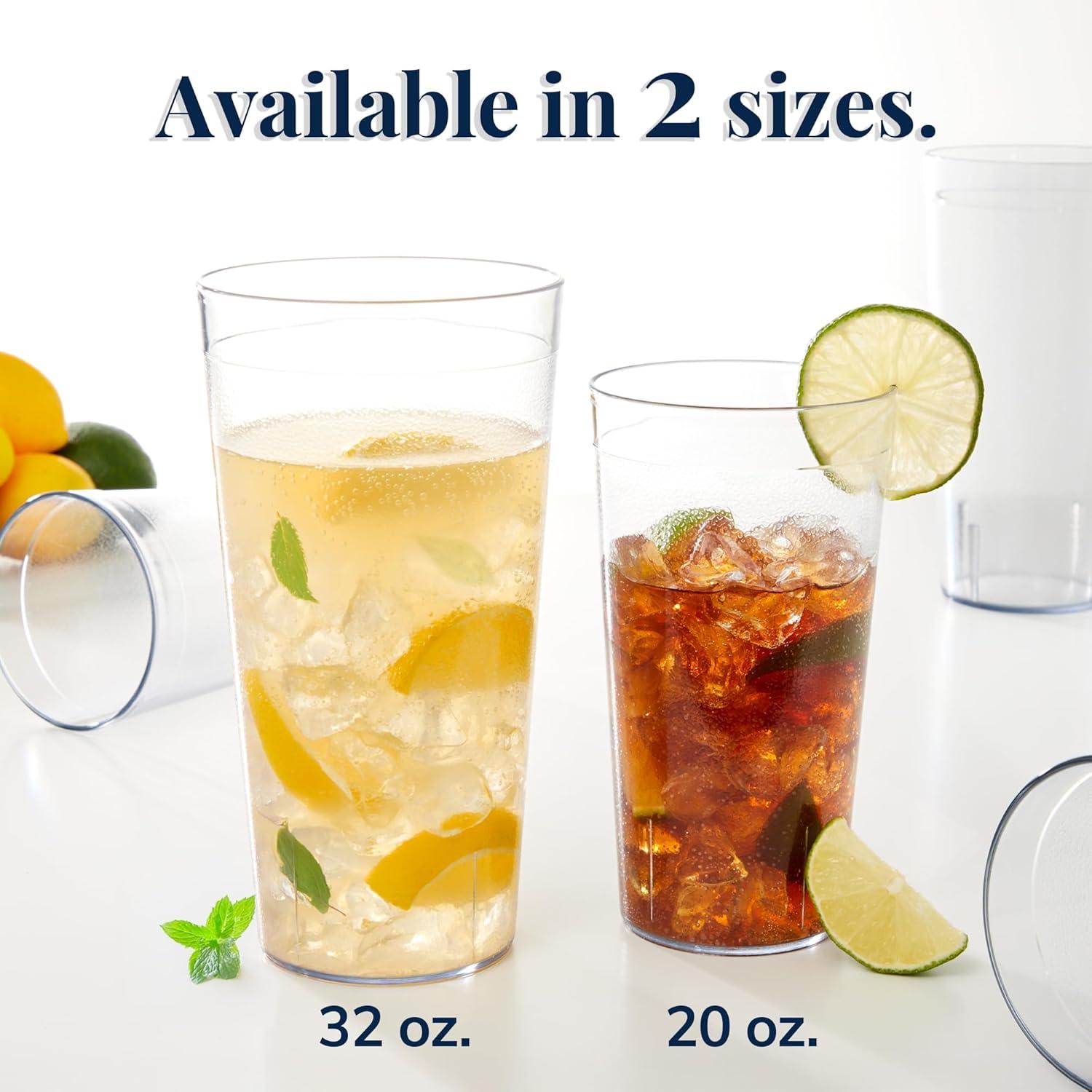 imageUS Acrylic Cafe Plastic Reusable Tumblers Set of 16 20ounce Water Cups in Clear Value Set of Restaurant Style Drinking Glasses Stackable BPAfree Made in the USA Toprack Dishwasher SafeClear