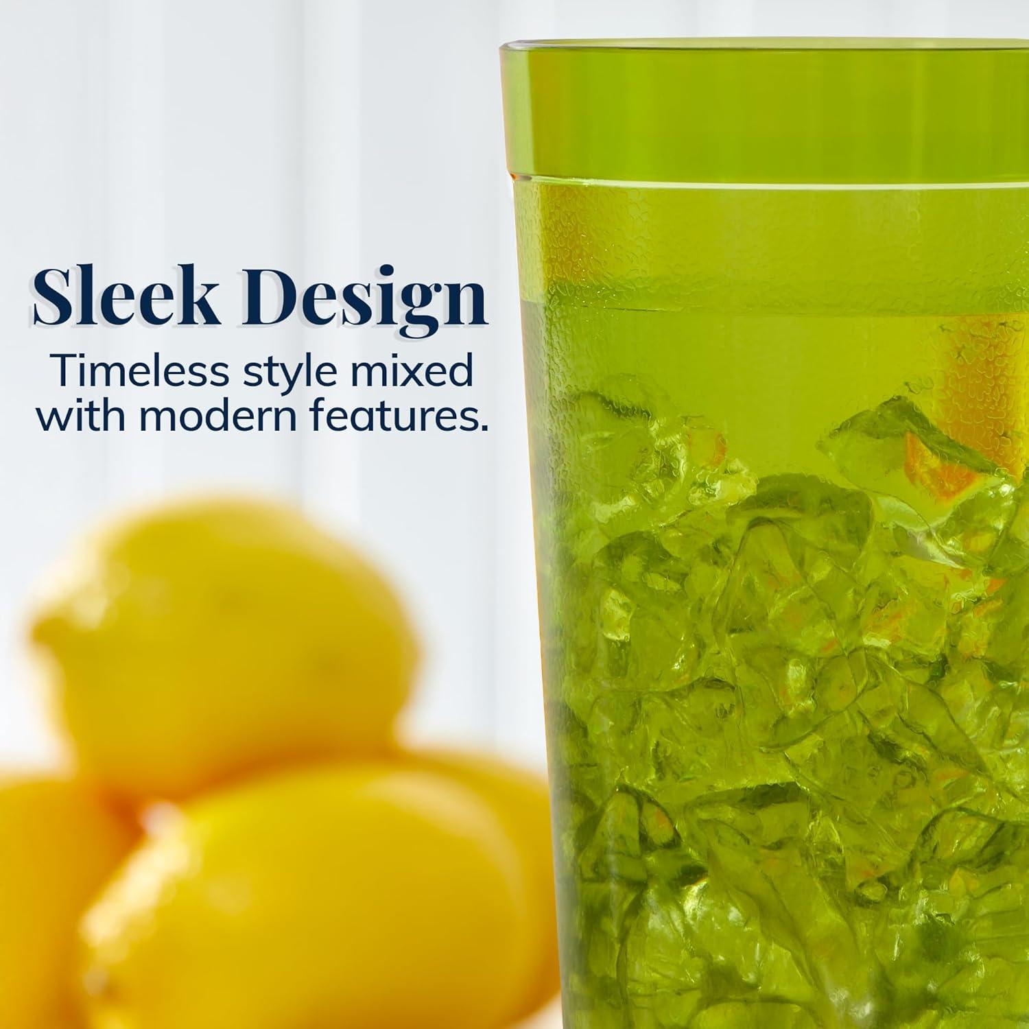 imageUS Acrylic Cafe Plastic Reusable Tumblers Set of 16 20ounce Water Cups in Clear Value Set of Restaurant Style Drinking Glasses Stackable BPAfree Made in the USA Toprack Dishwasher SafeAssorted