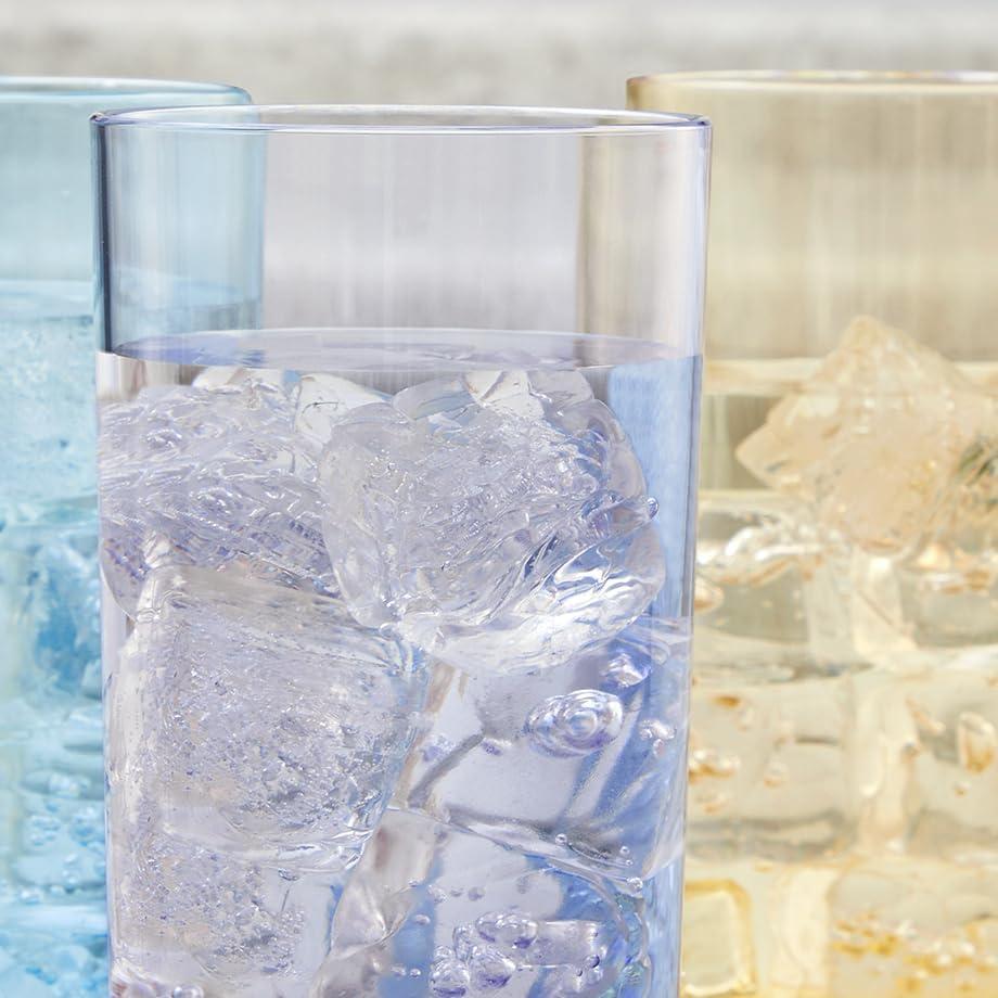 imageUS Acrylic Classic Clear Plastic Reusable Drinking Glasses Set of 6 24oz IcedTea Cups BPAFree Tumblers Made in USA TopRack Dishwasher SafeAssorted