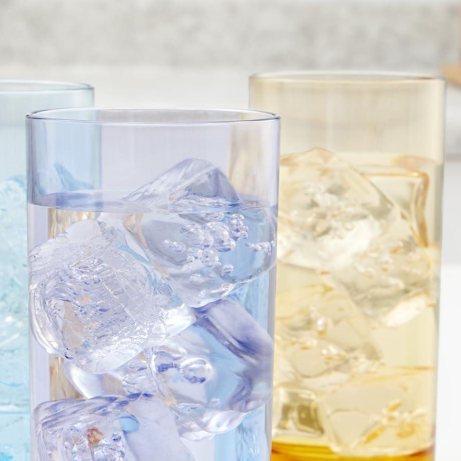 imageUS Acrylic Classic Clear Plastic Reusable Drinking Glasses Set of 6 24oz IcedTea Cups BPAFree Tumblers Made in USA TopRack Dishwasher SafeAssorted