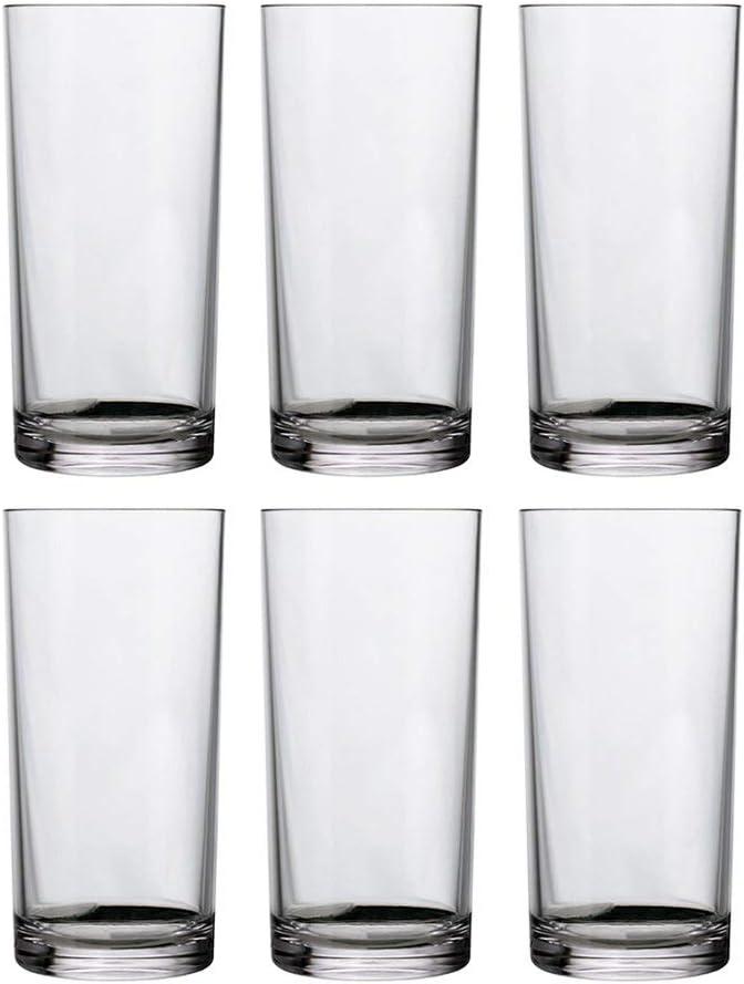 imageUS Acrylic Classic Clear Plastic Reusable Drinking Glasses Set of 6 24oz IcedTea Cups BPAFree Tumblers Made in USA TopRack Dishwasher SafeClear