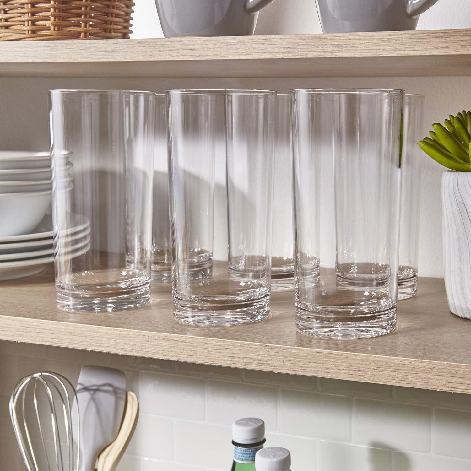 imageUS Acrylic Classic Clear Plastic Reusable Drinking Glasses Set of 6 24oz IcedTea Cups BPAFree Tumblers Made in USA TopRack Dishwasher SafeClear