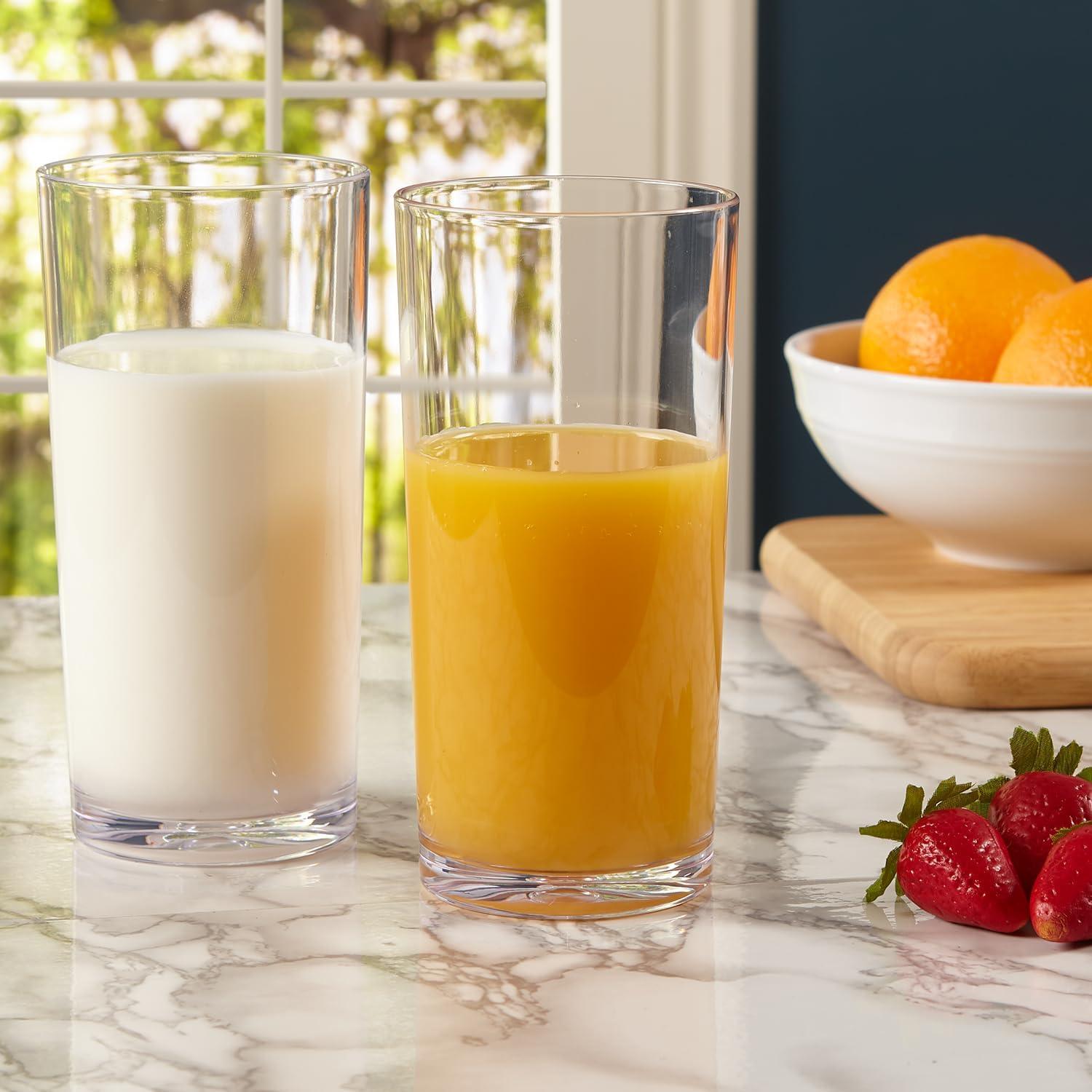 imageUS Acrylic Classic Clear Plastic Reusable Drinking Glasses Set of 6 24oz IcedTea Cups BPAFree Tumblers Made in USA TopRack Dishwasher SafeClear