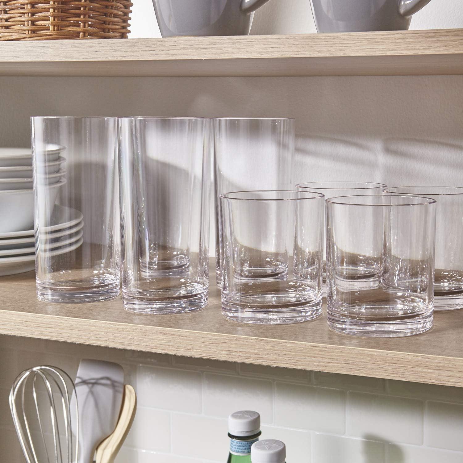 imageUS Acrylic Classic Clear Plastic Reusable Drinking Glasses Set of 8 12oz Rocks ampamp 16oz Water Cups BPAFree Tumblers Made in USA TopRack Dishwasher SafeClear