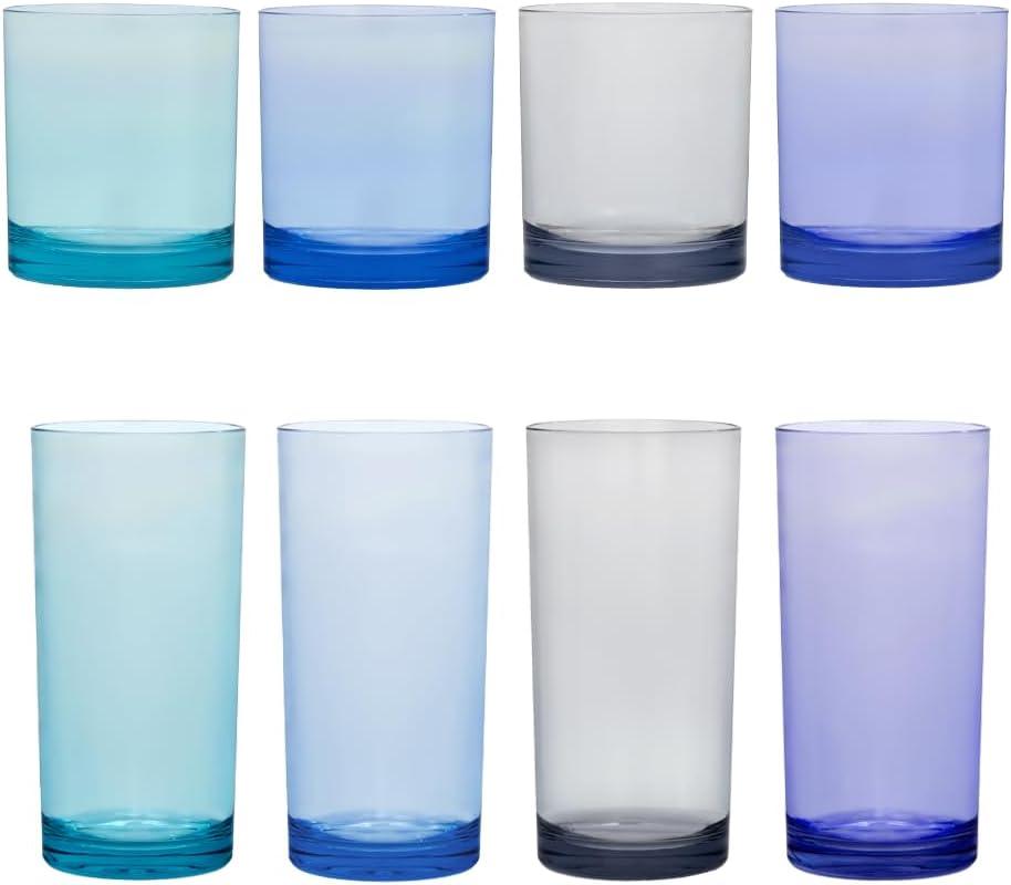 imageUS Acrylic Classic Clear Plastic Reusable Drinking Glasses Set of 8 12oz Rocks ampamp 16oz Water Cups BPAFree Tumblers Made in USA TopRack Dishwasher SafeCoastal