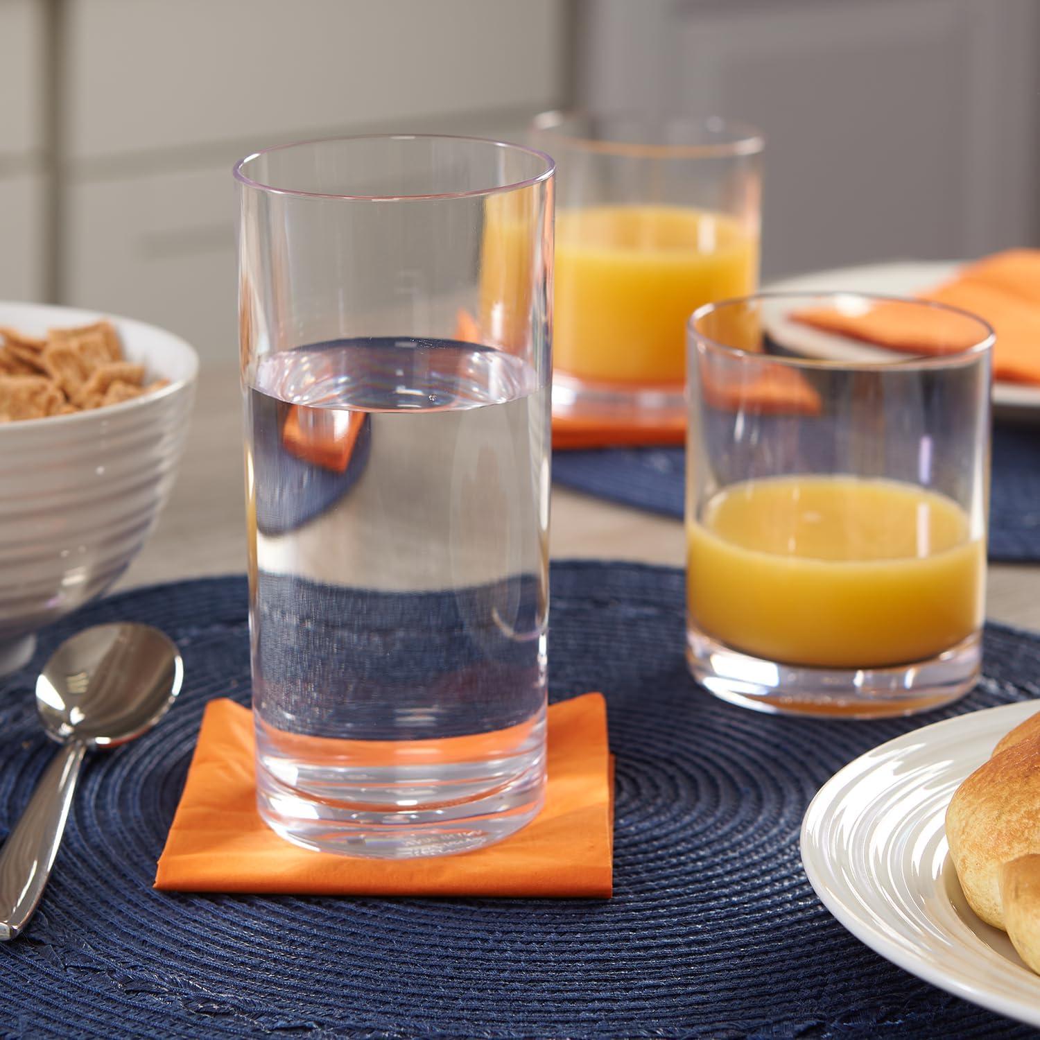 imageUS Acrylic Classic Clear Plastic Reusable Drinking Glasses Set of 8 12oz Rocks ampamp 16oz Water Cups BPAFree Tumblers Made in USA TopRack Dishwasher SafeClear