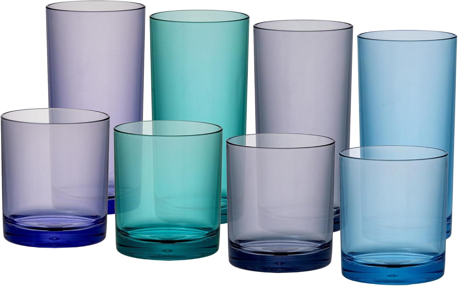 imageUS Acrylic Classic Clear Plastic Reusable Drinking Glasses Set of 8 12oz Rocks ampamp 16oz Water Cups BPAFree Tumblers Made in USA TopRack Dishwasher SafeCoastal