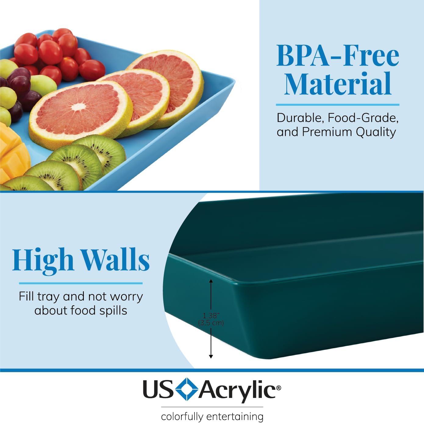 imageUS Acrylic Coastal Plastic Serving Trays Set of 4 15 x 10 Large Unbreakable Reusable Rectangular Party Platters Serve Appetizers Fruit Veggies ampamp Desserts BPAFree ampamp Made in USACoastal