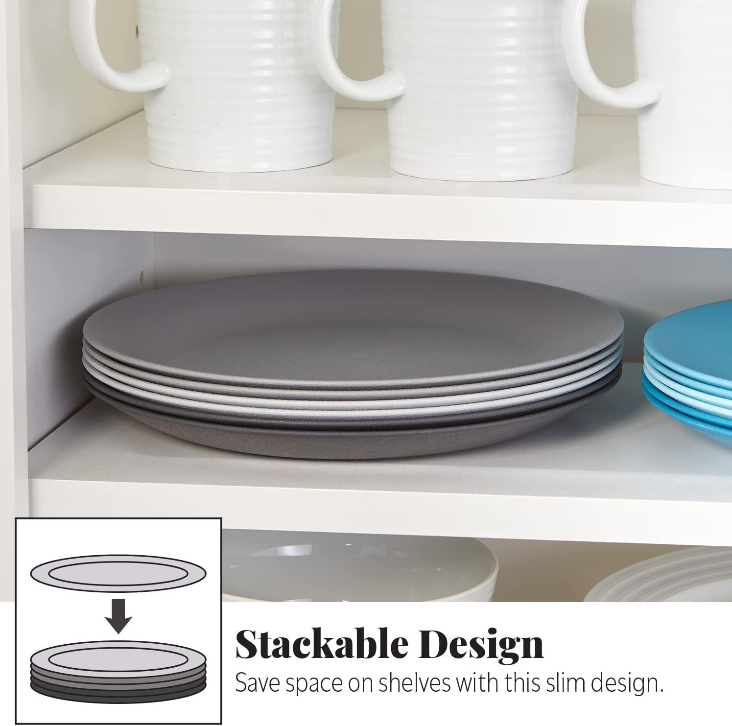 imageUS Acrylic Everest UltraDurable Plastic 10 inch Dinner Plates in Grey Stone Set of 6 Reusable BPAFree Made in the USA Dishwasher Safe DinnerwareGrey Stone