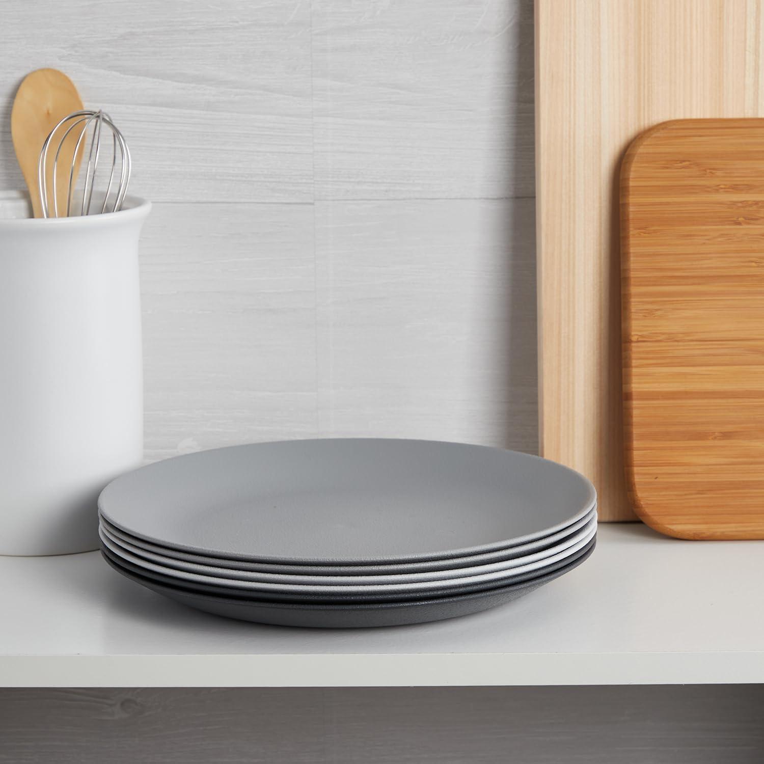 imageUS Acrylic Everest UltraDurable Plastic 10 inch Dinner Plates in Grey Stone Set of 6 Reusable BPAFree Made in the USA Dishwasher Safe DinnerwareGrey Stone