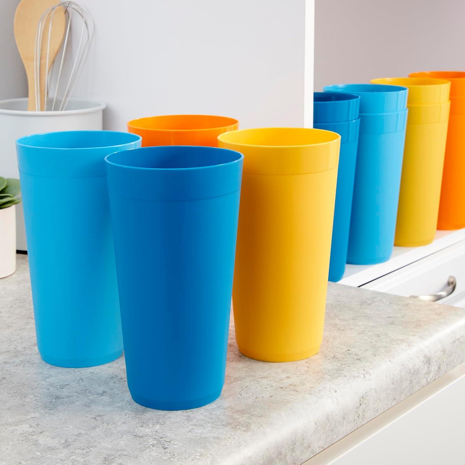 imageUS Acrylic Newport 32 ounce Unbreakable Plastic Stackable IcedTea Tumblers in Grey Stone Set of 12 Drinking Cups Reusable BPAfree Made in the USA Toprack Dishwasher and Microwave SafeSunrise