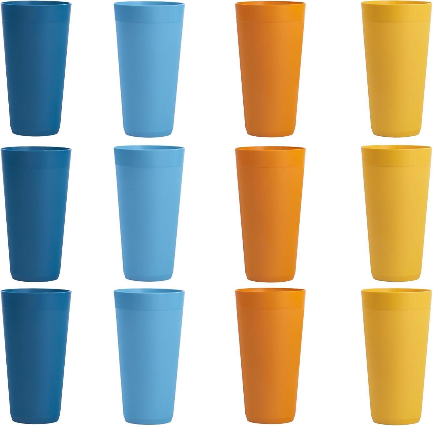 imageUS Acrylic Newport 32 ounce Unbreakable Plastic Stackable IcedTea Tumblers in Grey Stone Set of 12 Drinking Cups Reusable BPAfree Made in the USA Toprack Dishwasher and Microwave SafeSunrise