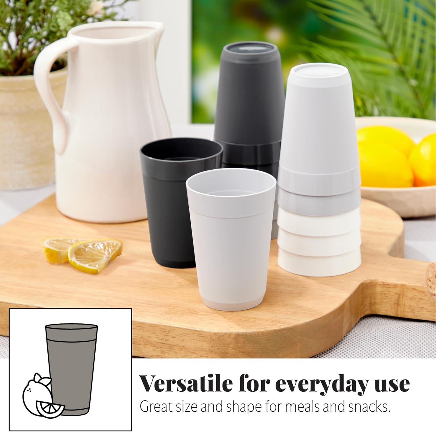 imageUS Acrylic Newport 32 ounce Unbreakable Plastic Stackable IcedTea Tumblers in Grey Stone Set of 12 Drinking Cups Reusable BPAfree Made in the USA Toprack Dishwasher and Microwave SafeGrey Stone