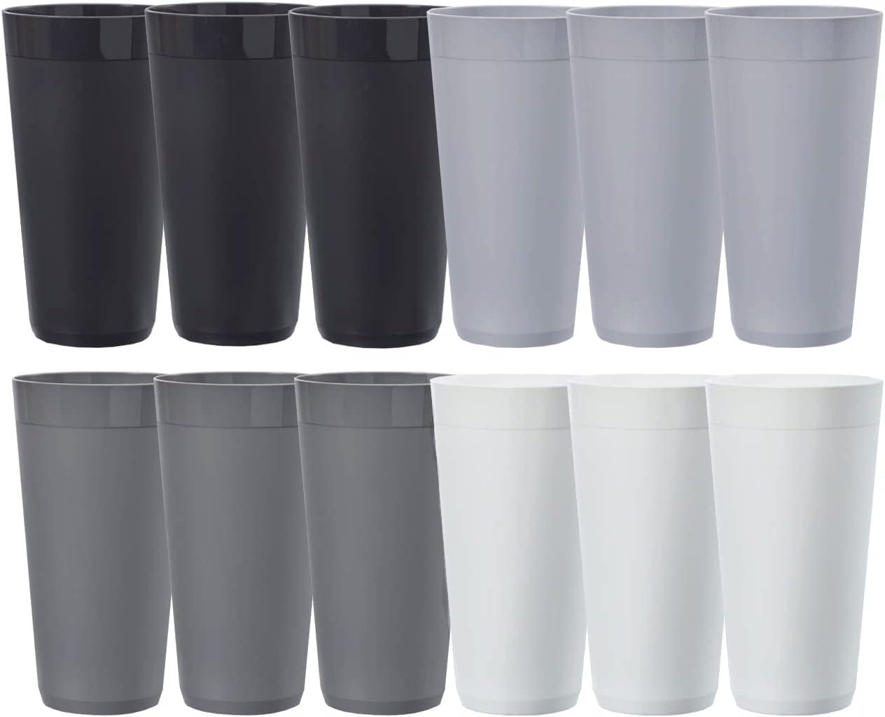 imageUS Acrylic Newport 32 ounce Unbreakable Plastic Stackable IcedTea Tumblers in Grey Stone Set of 12 Drinking Cups Reusable BPAfree Made in the USA Toprack Dishwasher and Microwave SafeGrey Stone