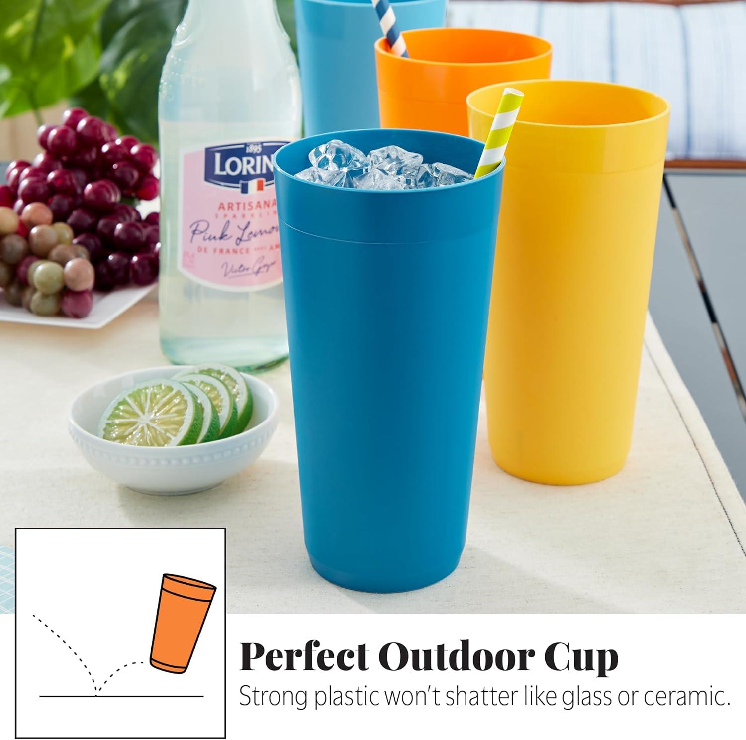 imageUS Acrylic Newport 32 ounce Unbreakable Plastic Stackable IcedTea Tumblers in Grey Stone Set of 12 Drinking Cups Reusable BPAfree Made in the USA Toprack Dishwasher and Microwave SafeSunrise