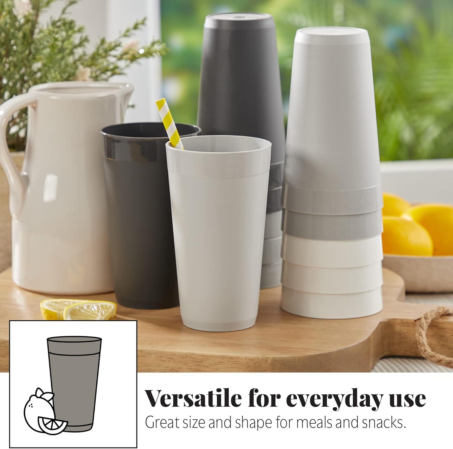 imageUS Acrylic Newport 32 ounce Unbreakable Plastic Stackable IcedTea Tumblers in Grey Stone Set of 12 Drinking Cups Reusable BPAfree Made in the USA Toprack Dishwasher and Microwave SafeGrey Stone