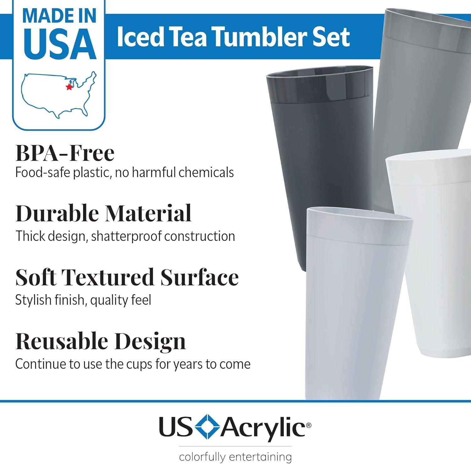 imageUS Acrylic Newport 32 ounce Unbreakable Plastic Stackable IcedTea Tumblers in Grey Stone Set of 12 Drinking Cups Reusable BPAfree Made in the USA Toprack Dishwasher and Microwave SafeGrey Stone