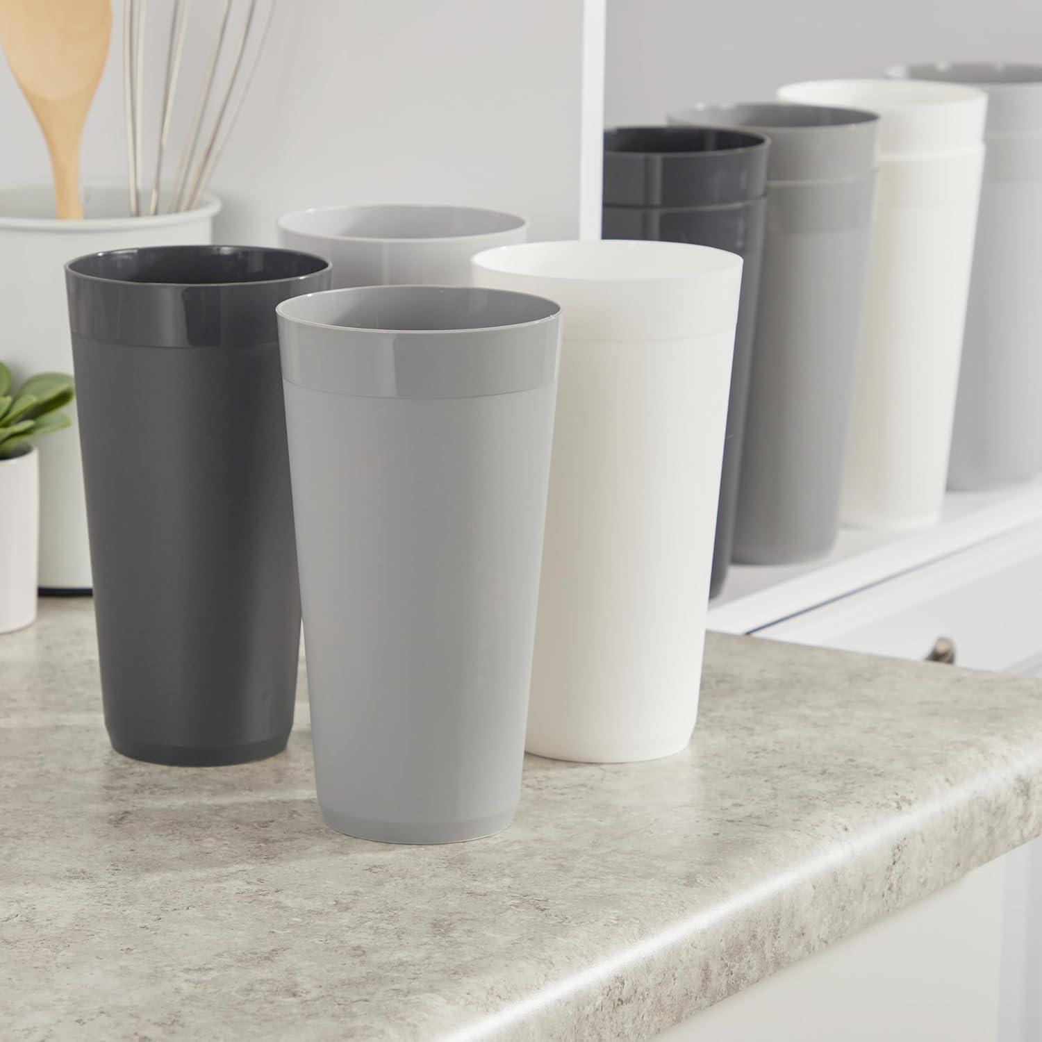 imageUS Acrylic Newport 32 ounce Unbreakable Plastic Stackable IcedTea Tumblers in Grey Stone Set of 12 Drinking Cups Reusable BPAfree Made in the USA Toprack Dishwasher and Microwave SafeGrey Stone