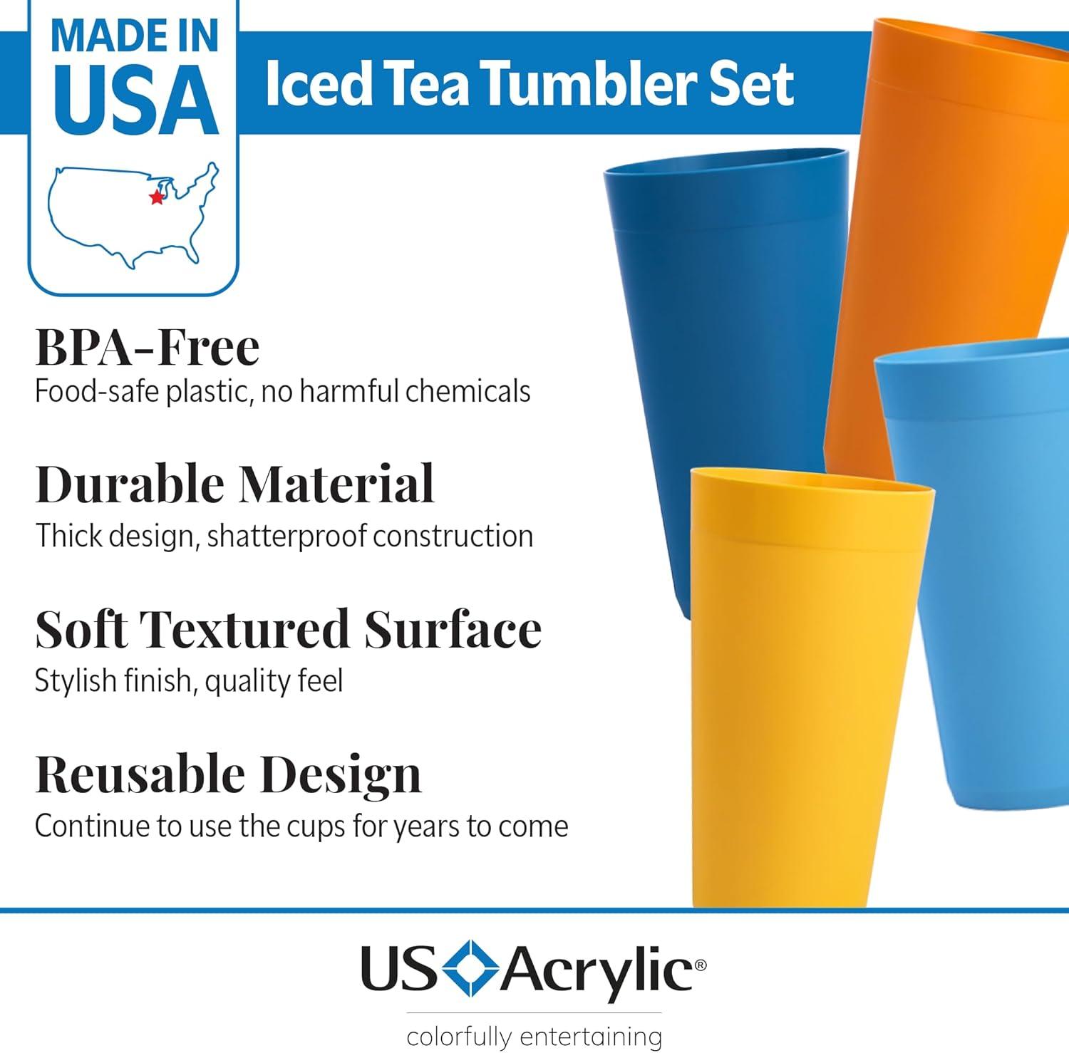 imageUS Acrylic Newport 32 ounce Unbreakable Plastic Stackable IcedTea Tumblers in Grey Stone Set of 12 Drinking Cups Reusable BPAfree Made in the USA Toprack Dishwasher and Microwave SafeSunrise