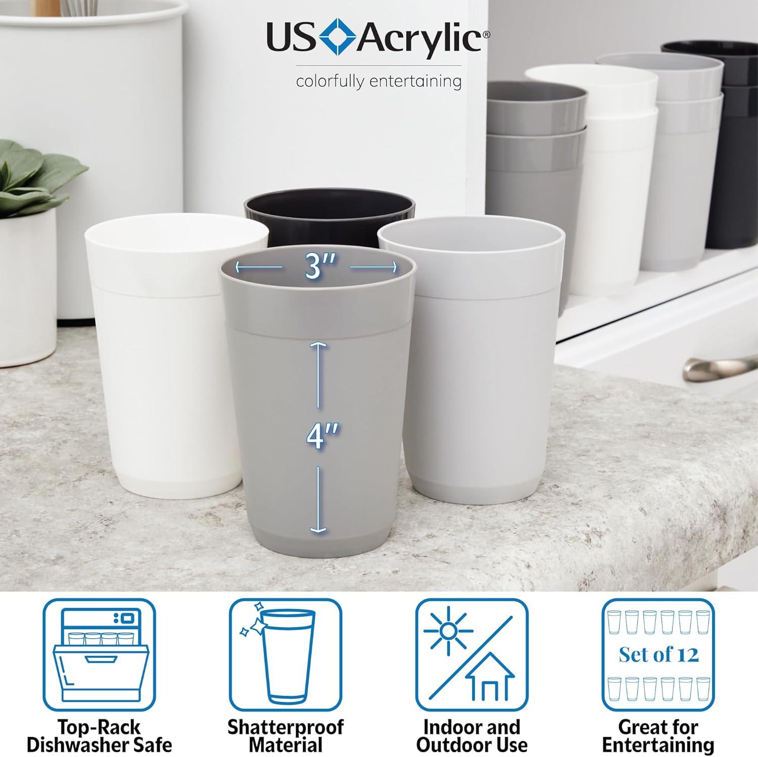 imageUS Acrylic Newport 32 ounce Unbreakable Plastic Stackable IcedTea Tumblers in Grey Stone Set of 12 Drinking Cups Reusable BPAfree Made in the USA Toprack Dishwasher and Microwave SafeGrey Stone