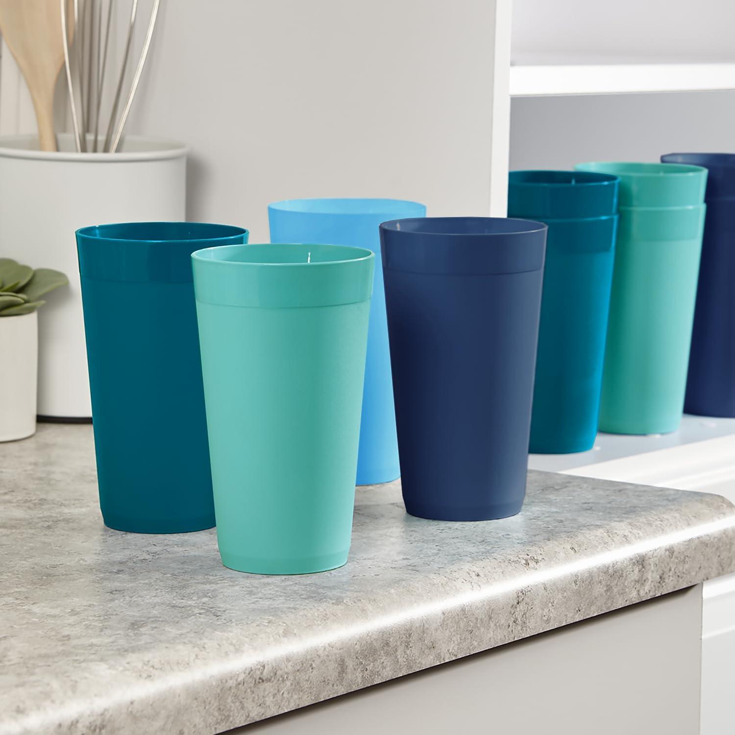 imageUS Acrylic Newport 32 ounce Unbreakable Plastic Stackable IcedTea Tumblers in Grey Stone Set of 12 Drinking Cups Reusable BPAfree Made in the USA Toprack Dishwasher and Microwave SafeCoastal