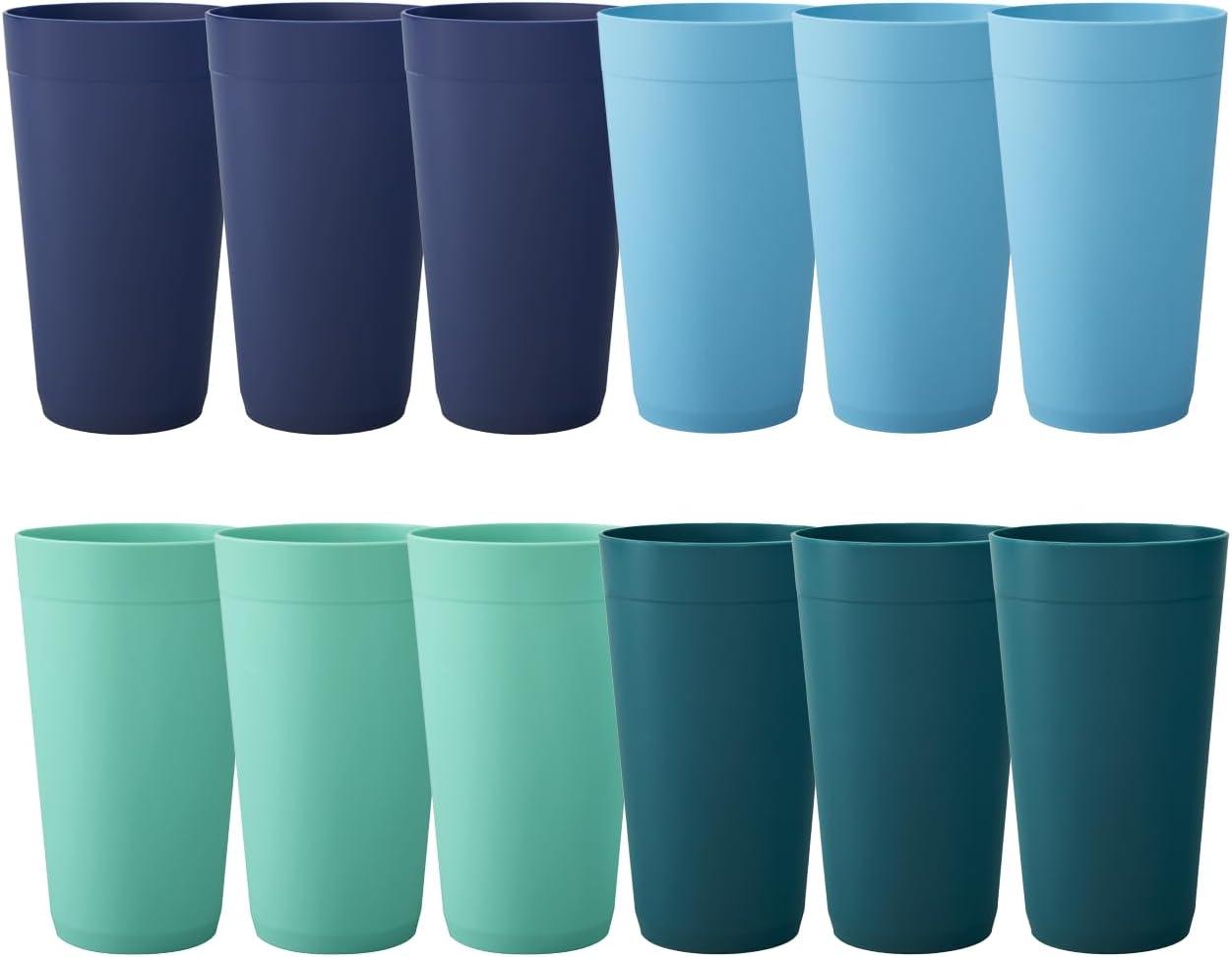 imageUS Acrylic Newport 32 ounce Unbreakable Plastic Stackable IcedTea Tumblers in Grey Stone Set of 12 Drinking Cups Reusable BPAfree Made in the USA Toprack Dishwasher and Microwave SafeCoastal