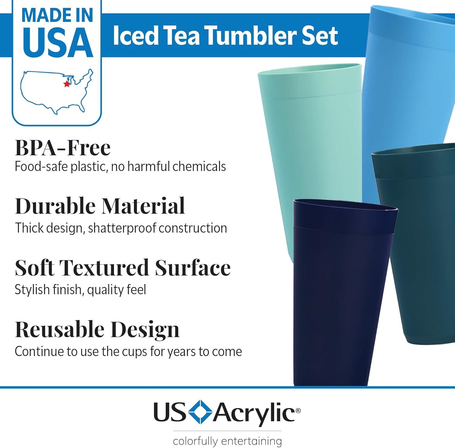 imageUS Acrylic Newport 32 ounce Unbreakable Plastic Stackable IcedTea Tumblers in Grey Stone Set of 12 Drinking Cups Reusable BPAfree Made in the USA Toprack Dishwasher and Microwave SafeCoastal