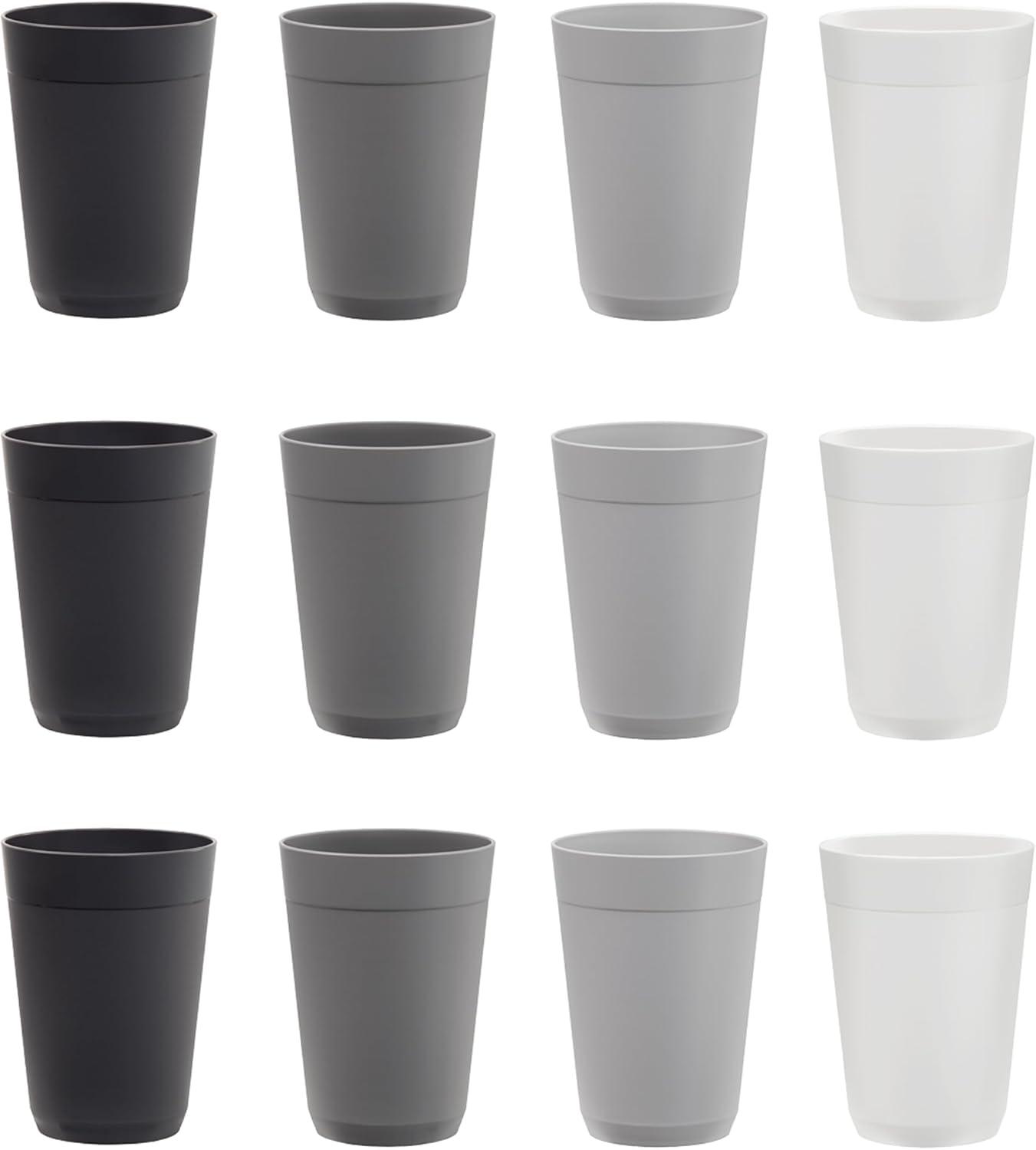 imageUS Acrylic Newport 32 ounce Unbreakable Plastic Stackable IcedTea Tumblers in Grey Stone Set of 12 Drinking Cups Reusable BPAfree Made in the USA Toprack Dishwasher and Microwave SafeGrey Stone