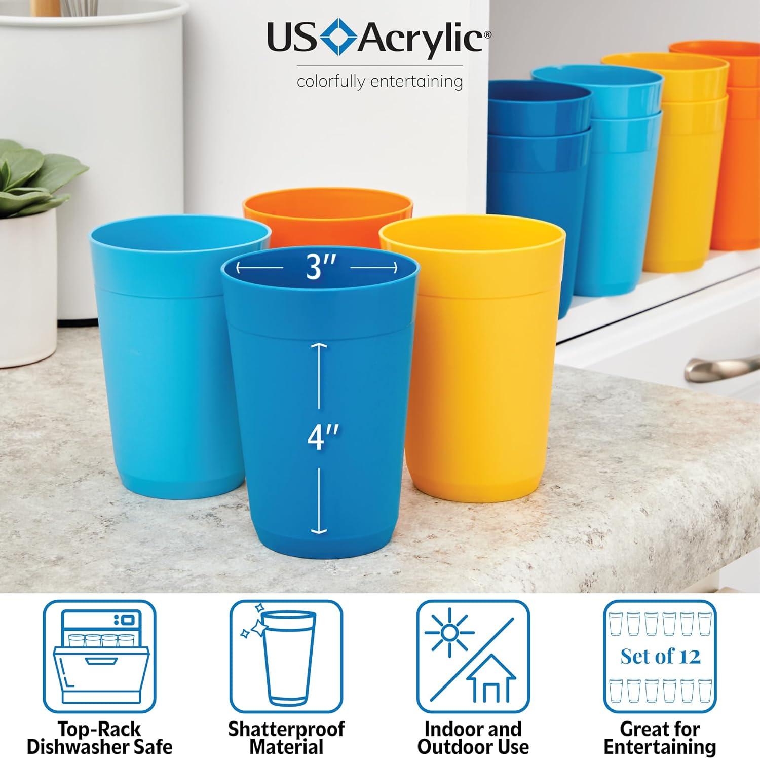 imageUS Acrylic Newport 32 ounce Unbreakable Plastic Stackable IcedTea Tumblers in Grey Stone Set of 12 Drinking Cups Reusable BPAfree Made in the USA Toprack Dishwasher and Microwave SafeSunrise