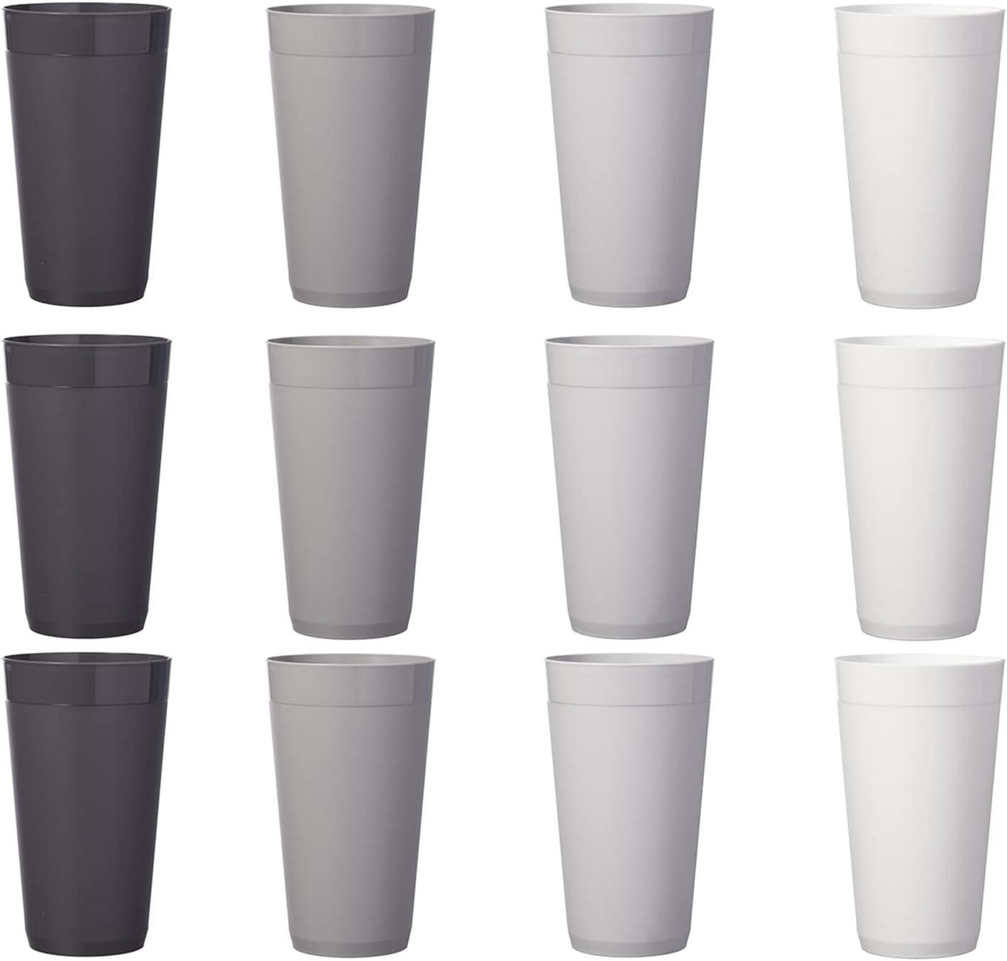 imageUS Acrylic Newport 32 ounce Unbreakable Plastic Stackable IcedTea Tumblers in Grey Stone Set of 12 Drinking Cups Reusable BPAfree Made in the USA Toprack Dishwasher and Microwave SafeGrey Stone
