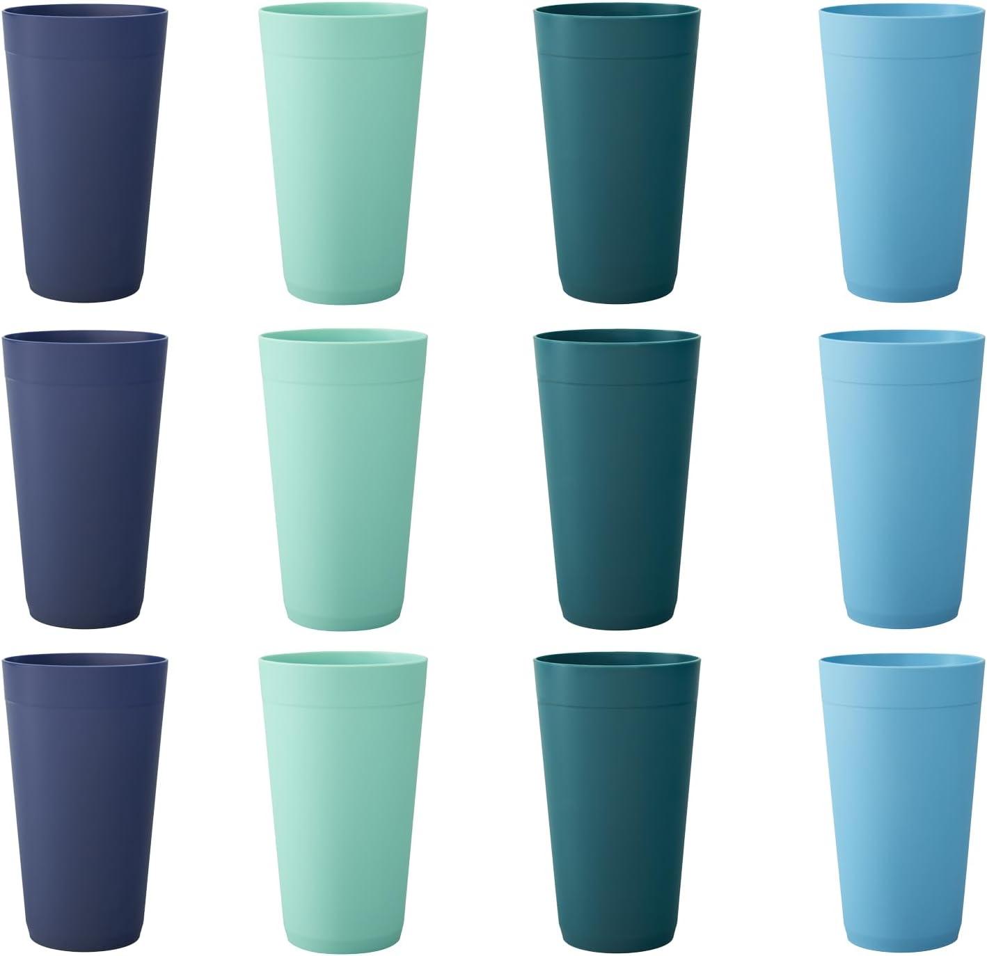 imageUS Acrylic Newport 32 ounce Unbreakable Plastic Stackable IcedTea Tumblers in Grey Stone Set of 12 Drinking Cups Reusable BPAfree Made in the USA Toprack Dishwasher and Microwave SafeCoastal