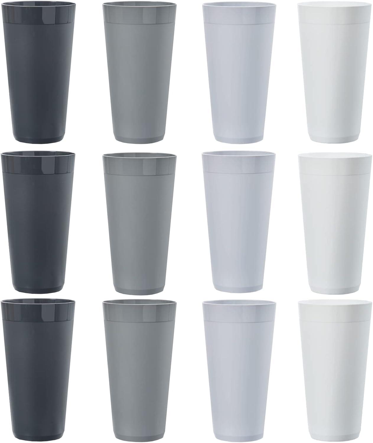 imageUS Acrylic Newport 32 ounce Unbreakable Plastic Stackable IcedTea Tumblers in Grey Stone Set of 12 Drinking Cups Reusable BPAfree Made in the USA Toprack Dishwasher and Microwave SafeGrey Stone