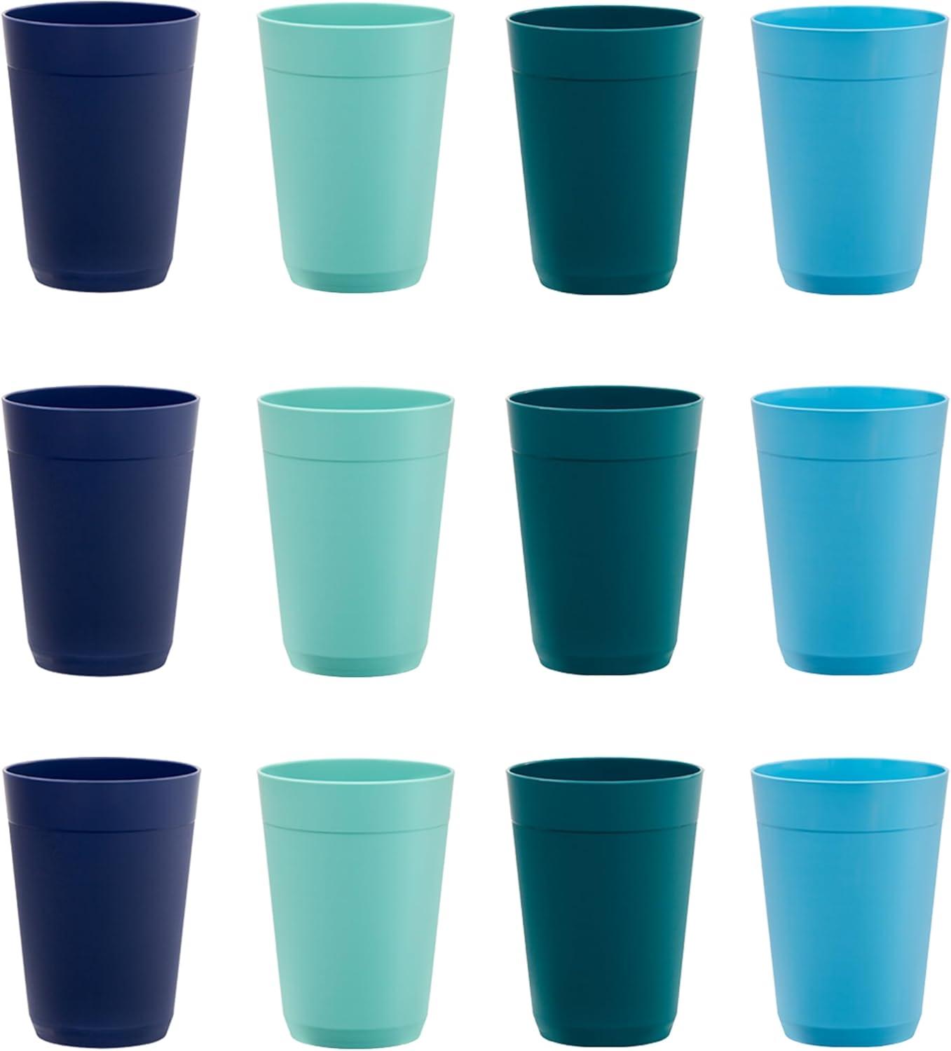 imageUS Acrylic Newport 32 ounce Unbreakable Plastic Stackable IcedTea Tumblers in Grey Stone Set of 12 Drinking Cups Reusable BPAfree Made in the USA Toprack Dishwasher and Microwave SafeCoastal